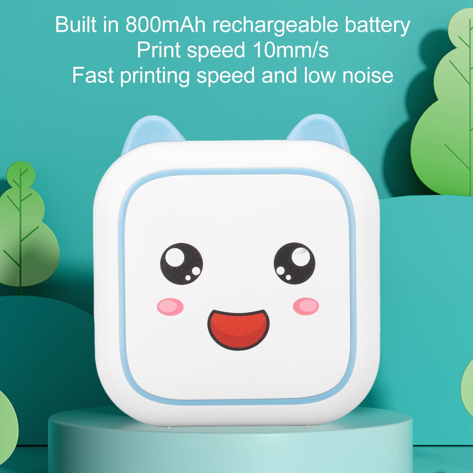 Portable Mini Thermal Printer - Low Noise Wireless Bluetooth Printer for School Notes, Homework & Office Use (Blue) - Perfect for Students, Teachers & Professionals