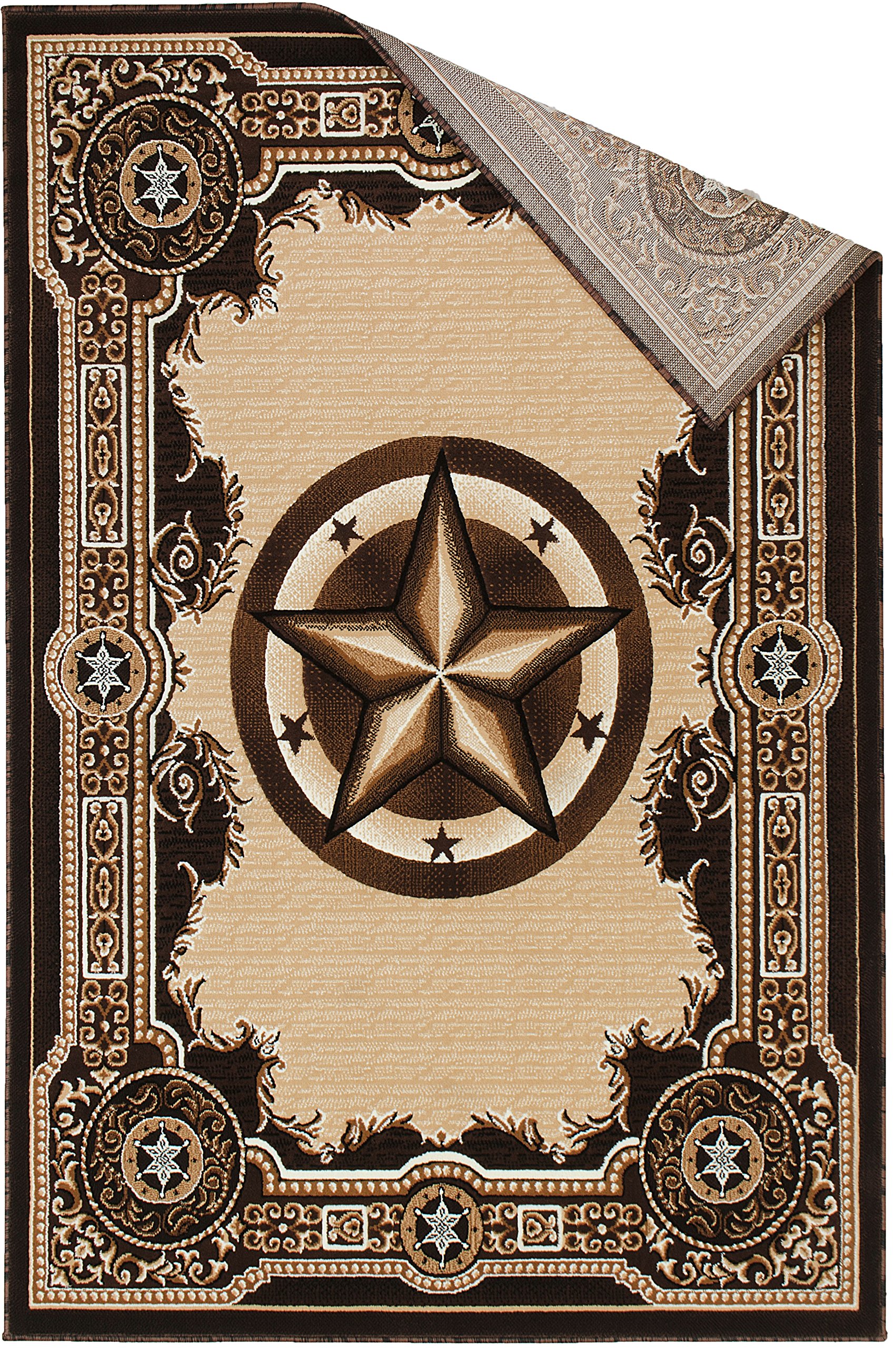 Handmade Texas Star Traditional Contemporary Area Rug - Soft Non-Slip Living Room Bedroom Decor Rug for Home & Office
