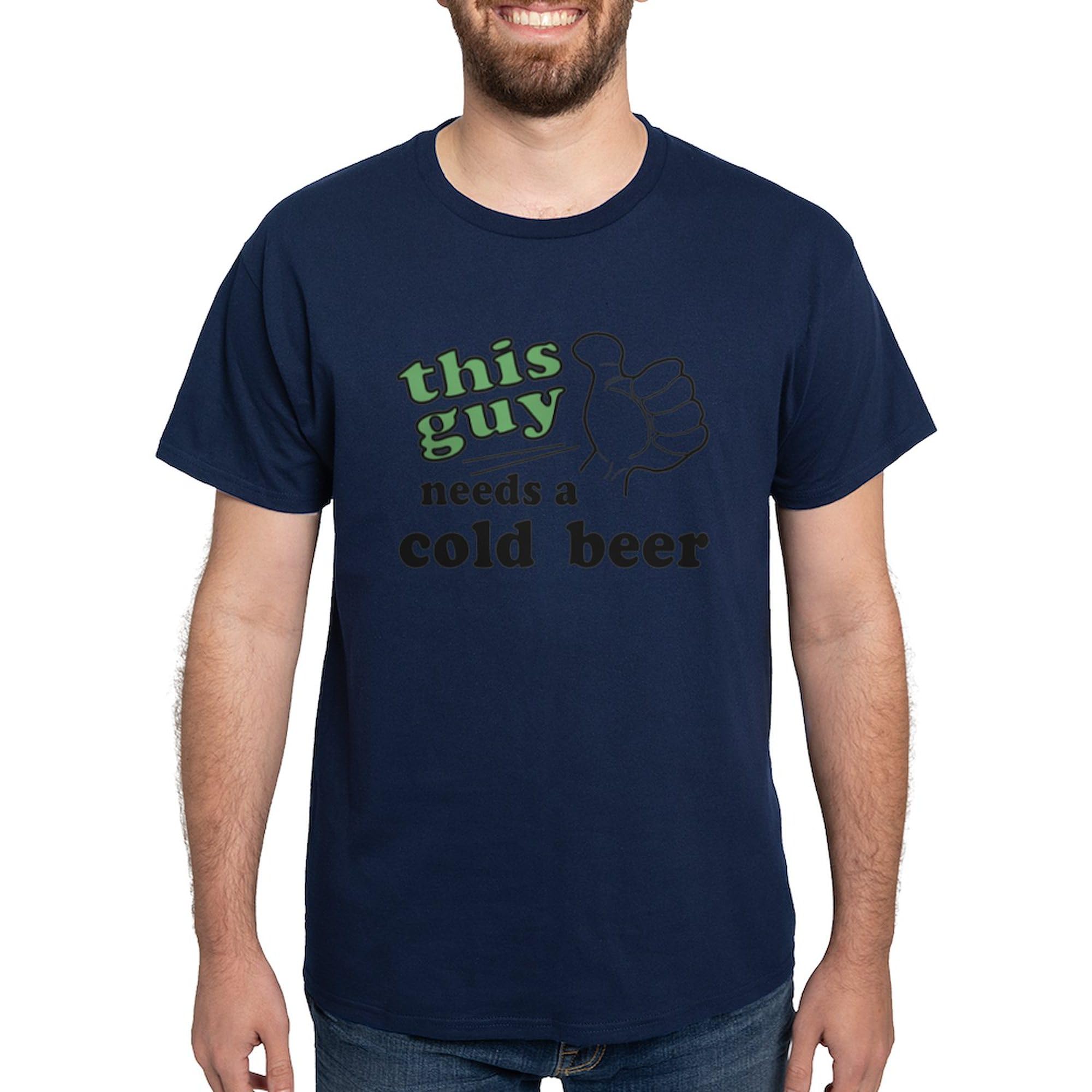 Men's 100% Cotton Dark Graphic T-Shirt - 'This Guy Needs A Beer' Funny Casual Tee for Beer Lovers, Bar Outings & Relaxing Weekends