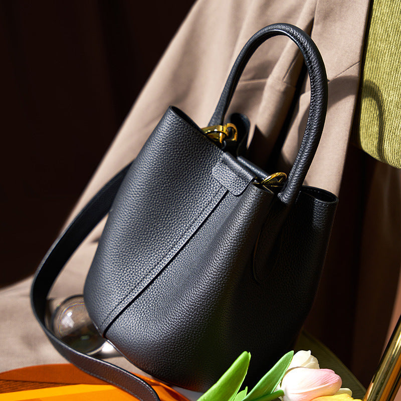 Genuine Leather Crossbody Bucket Bag for Women - Stylish Tote & Shoulder Handbag Purse - Perfect for Travel, Shopping & Everyday Use
