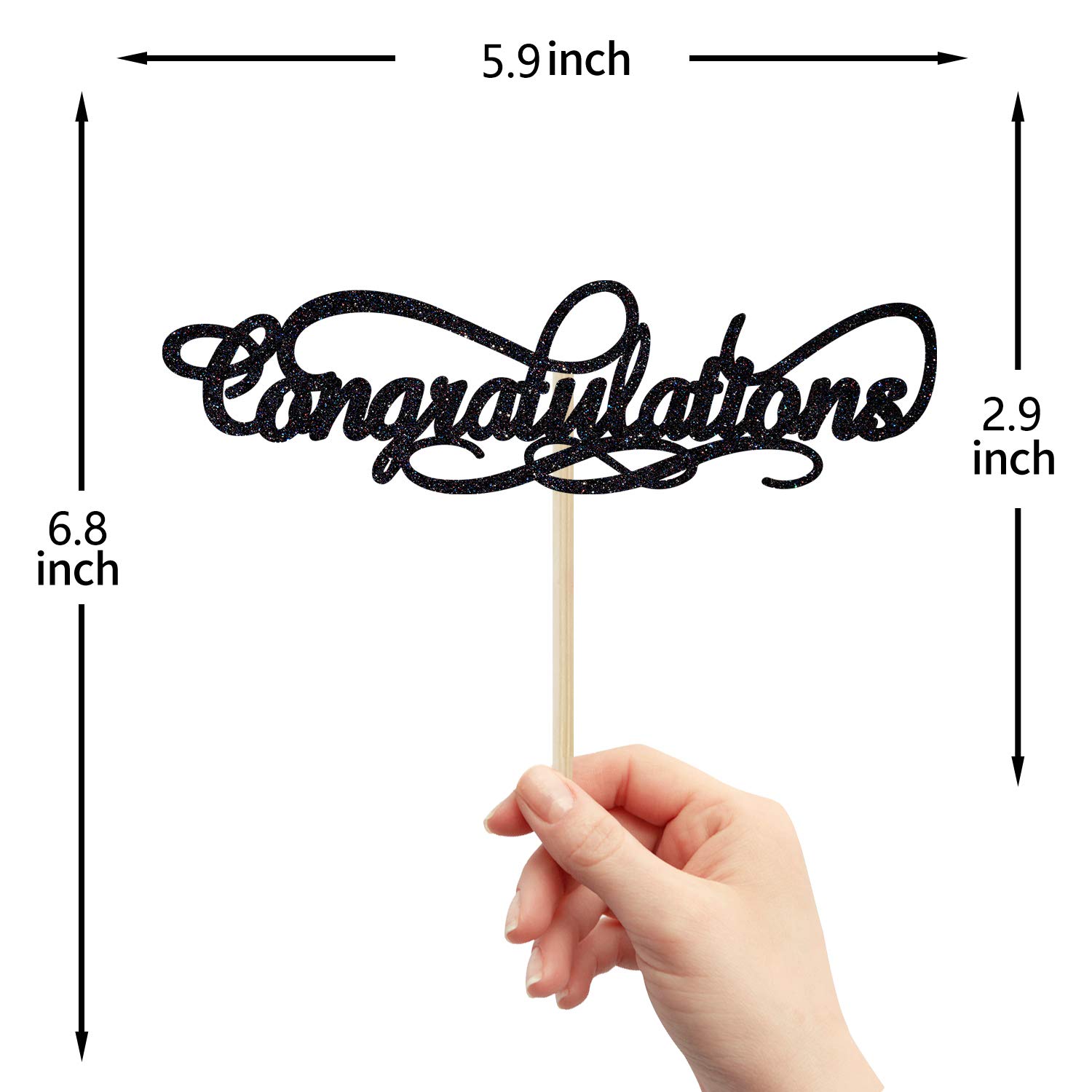Black Glitter Cake Topper for Graduation, Wedding, Anniversary, Retirement & Gender Reveal Parties – Perfect for Celebrations & Special Events