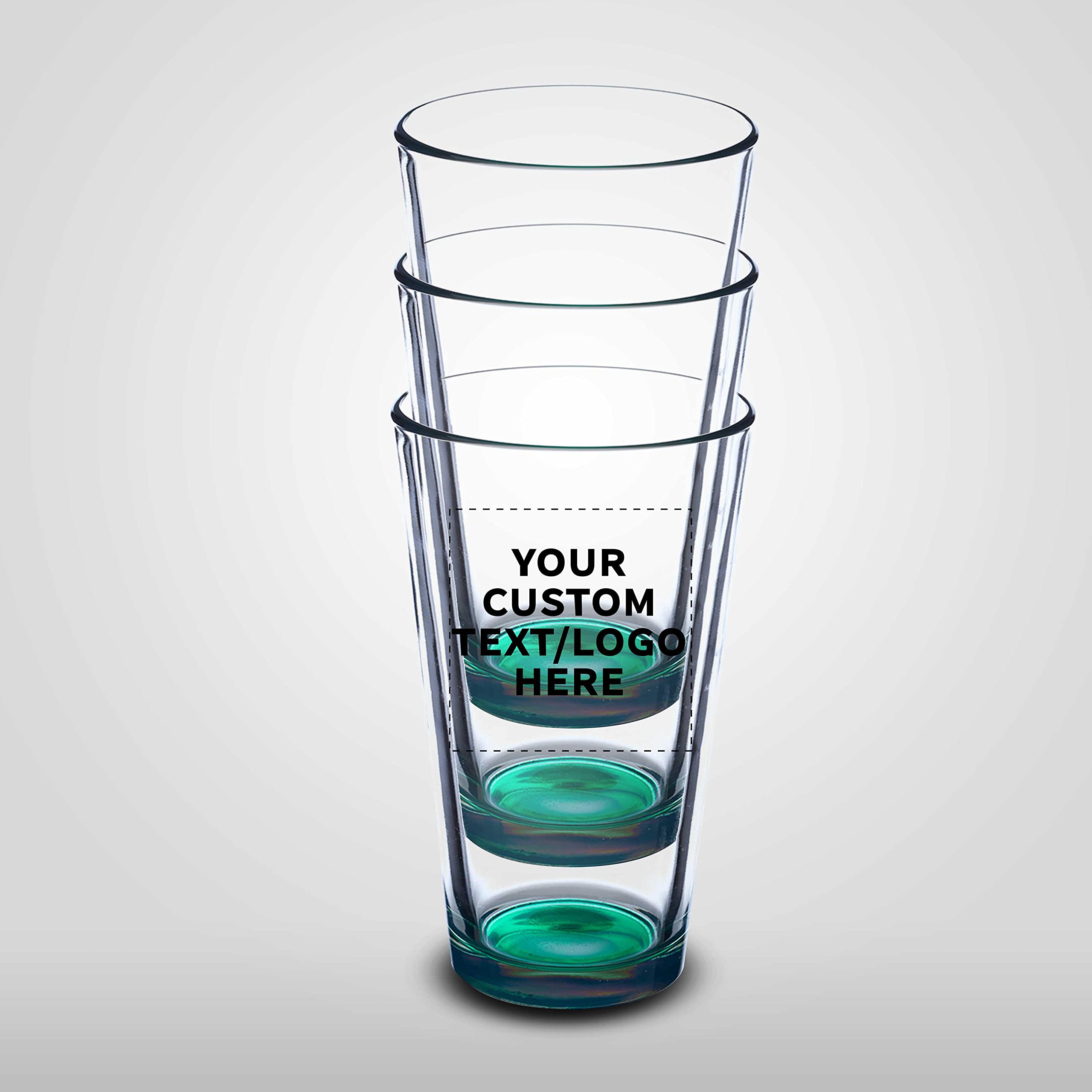 Custom Engraved 16 oz Beer Pint Glasses - Bulk Set of 50 Heavy Duty Bar Glasses with Thick Base | Personalized Restaurant Glassware, Stackable Design - Ideal for Bars, Pubs, Catering Events & Commercial Use