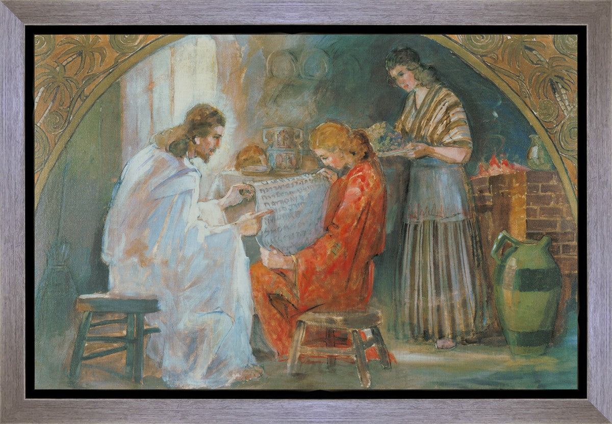 Jesus Christ with Mary and Martha - Religious Christian Art Print - Gallery Wrap Canvas for Home Decor, Church, and Prayer Room