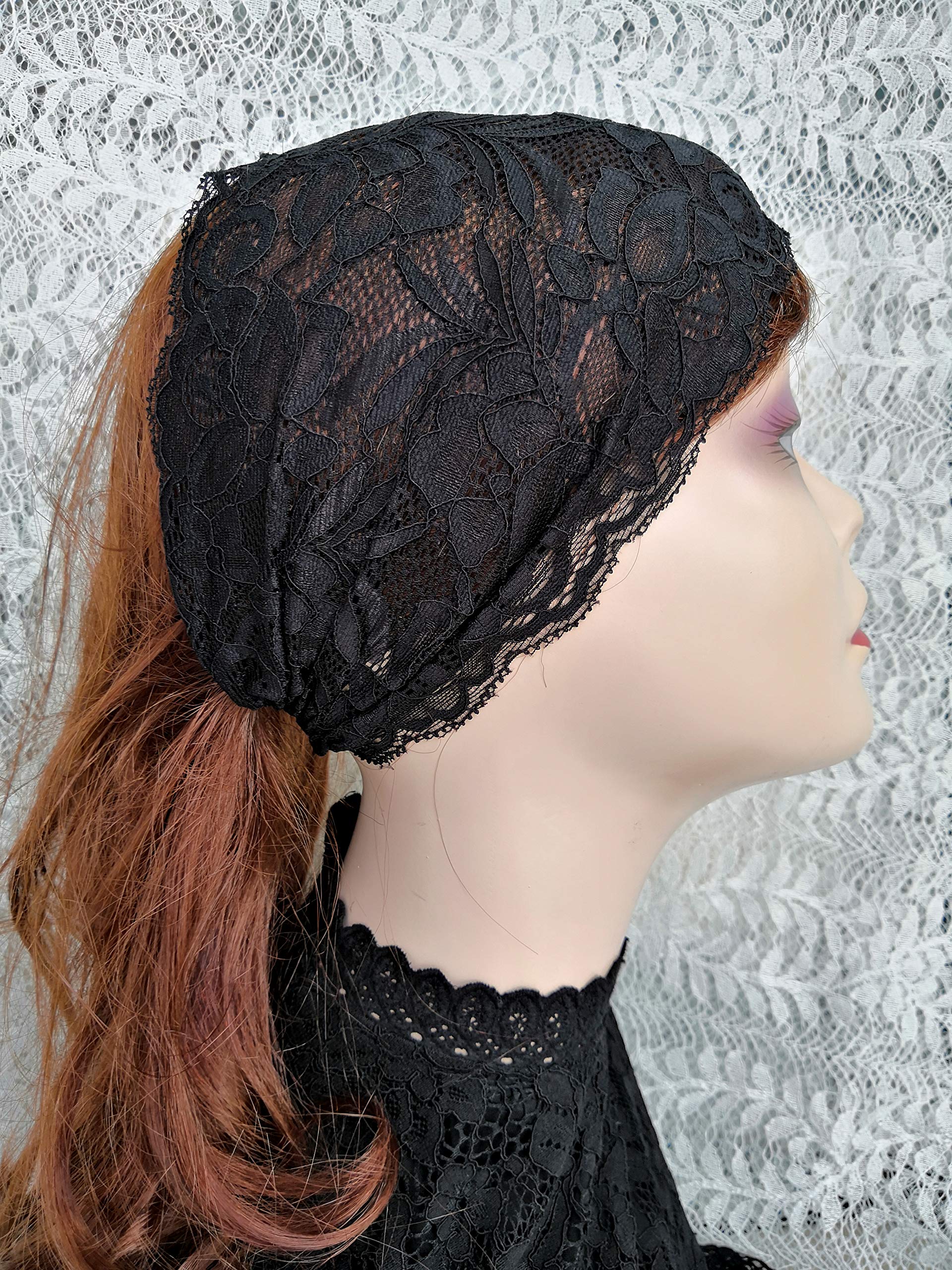 Stretch Lace Turban Headbands for Women - Wide Yoga Headwraps & Fashion Hair Accessories (Black) - Perfect for Yoga, Workouts, and Everyday Style