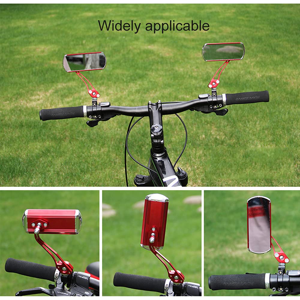 **2 Pack Bike Handlebar Mirrors - Rearview Safety Mirrors for Electric, Mountain & Fixed Gear Bicycles (Red) - Perfect for Commuting, Off-Road & Urban Riding**