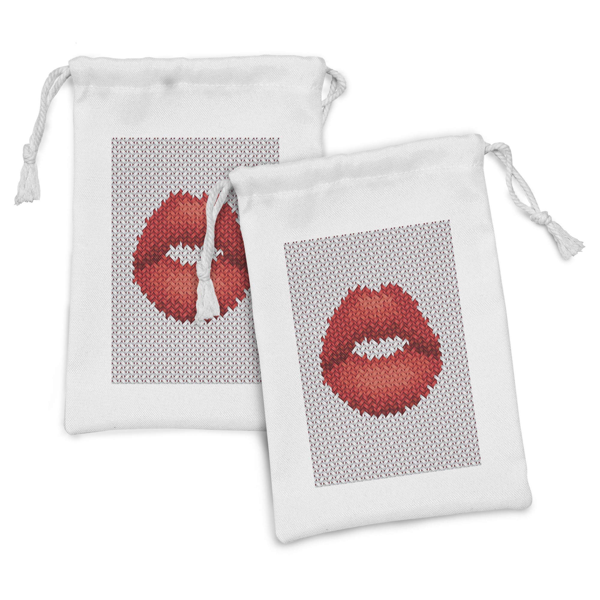 Ambesonne Feminine Fabric Pouch Set of 2, Lips Design for Cosmetics & Toiletries - 9