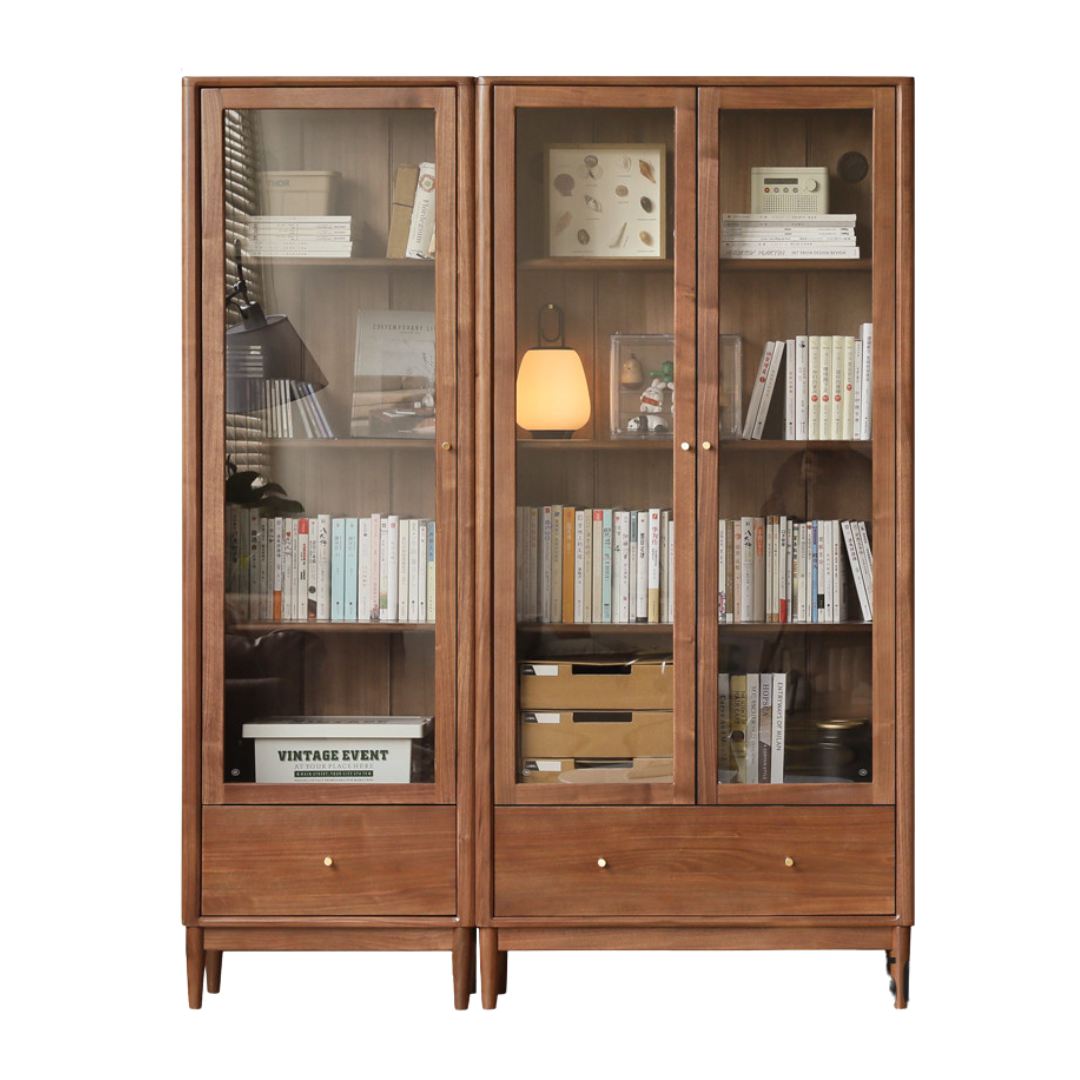 Solid Black Walnut & Oak Wood Bookcase - Customizable Wall-Mounted Bookshelf for Living Room, Home Office & Library Storage