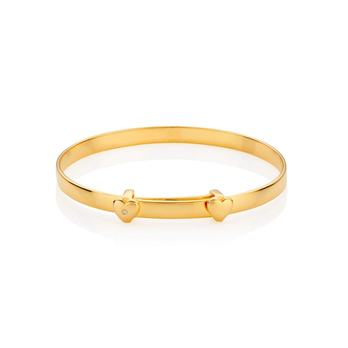 18K Gold Plated Diamond Heart Adjustable Baby Bangle - Baptism Jewelry, Christening Gift, Newborn Keepsake - Perfect for Baby Showers, Birthdays & First Communion Celebrations