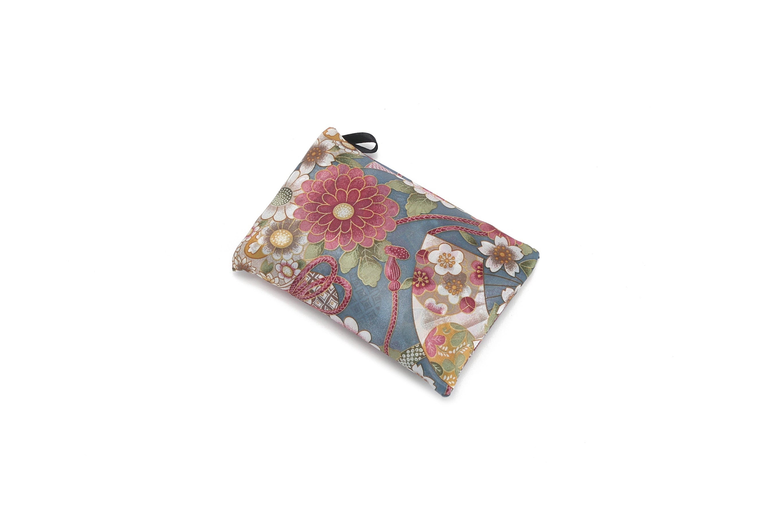 Japanese Floral Blue Foldable Tote Bag - Stylish & Compact for Travel, Shopping, and Everyday Use