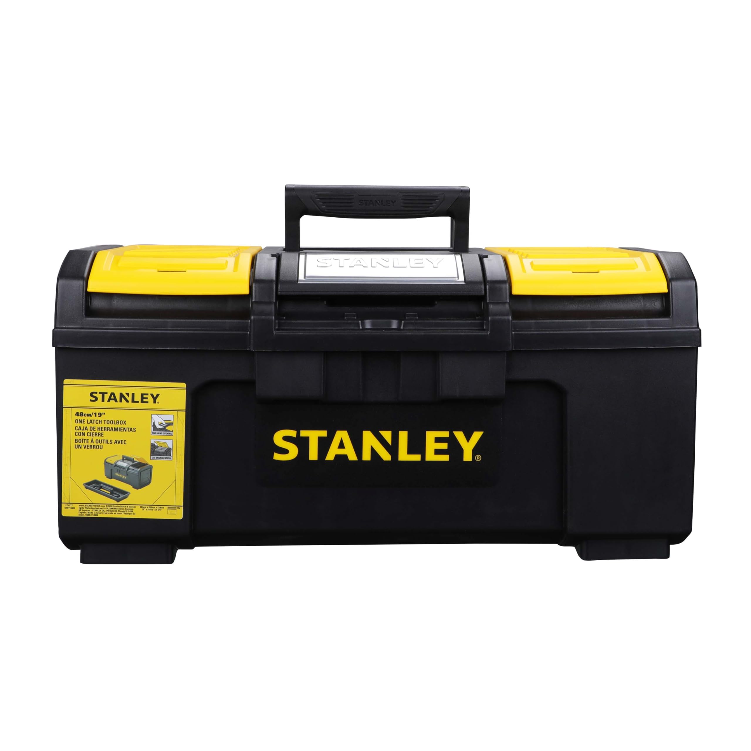 Stanley 19-Inch One Touch Toolbox - Heavy Duty DIY Tool Storage Organizer with Easy Access for Home, Garage & Workshop Projects