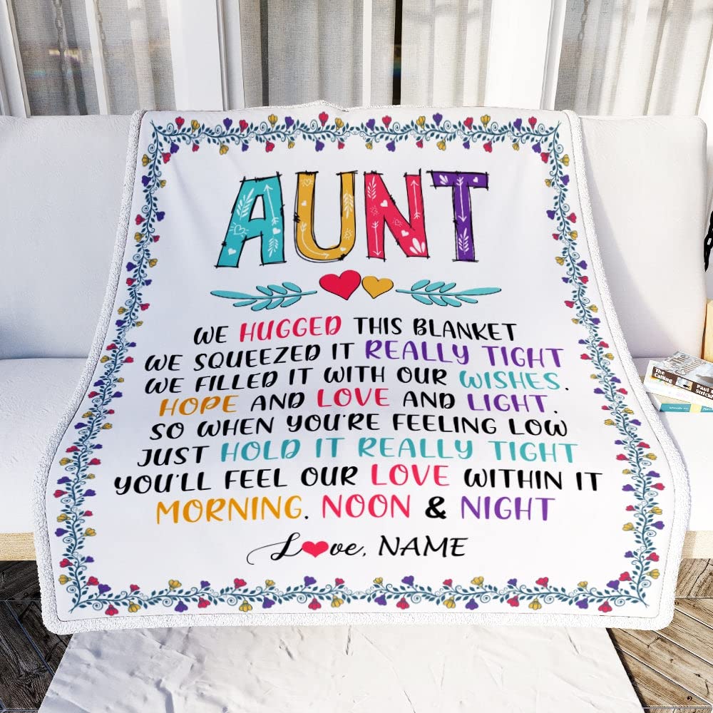 **Personalized Aunt Blanket - Custom Fleece Throw Gift for Aunt from Nephew or Niece - Birthday, Mother's Day, Christmas Present - 50