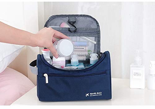Trexee Extra Large Multifunctional Travel Bag - Waterproof Makeup Organizer & Cosmetic Case for Women | Portable Grooming Kit Storage with Hook | Perfect for Air Travel, Camping & Home Organization (Blue)