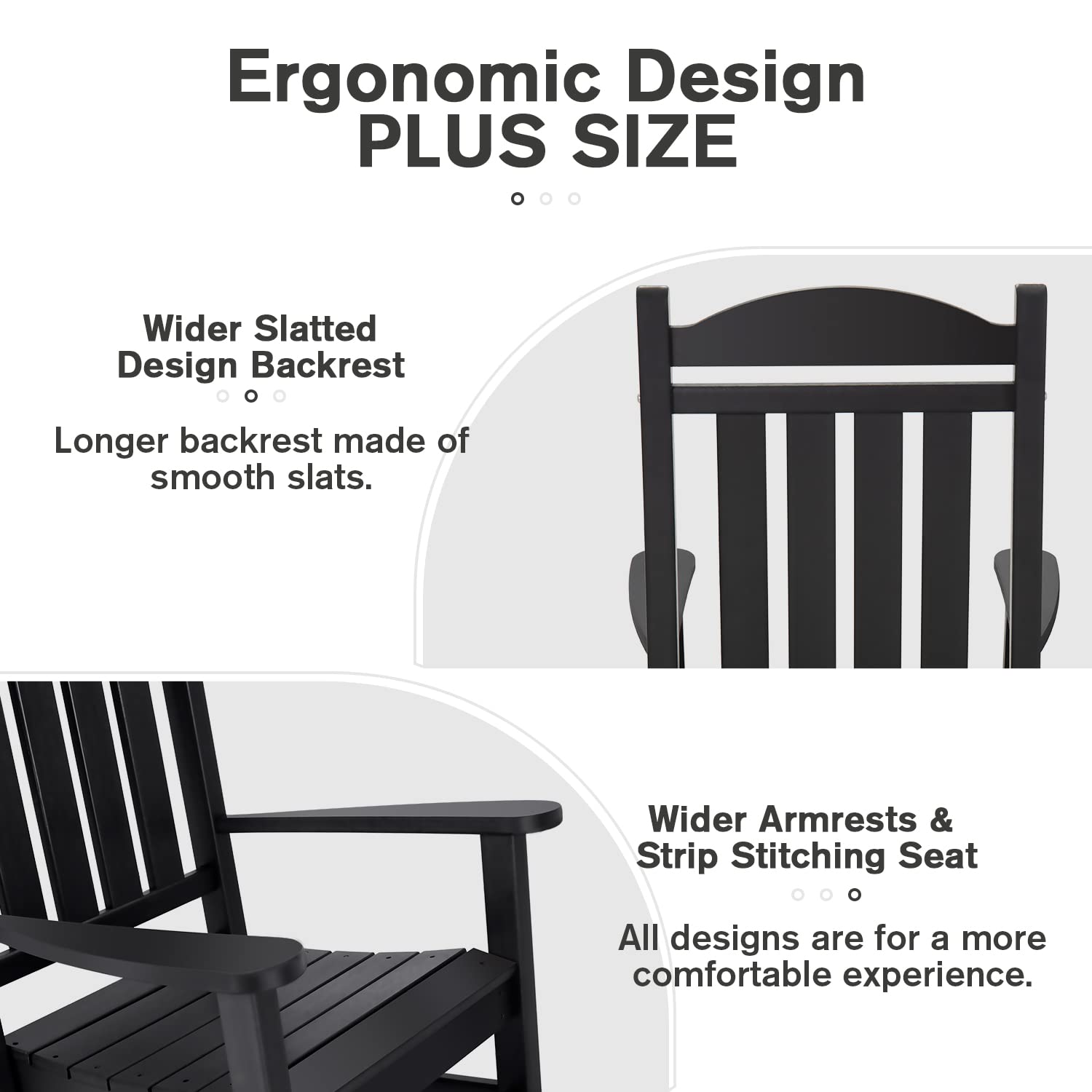 Devoko All-Weather Resin Rocking Chair - High Back Patio Rocker for Outdoor & Indoor Use - Perfect for Backyard, Garden, Porch, and Balcony Relaxation (Black)