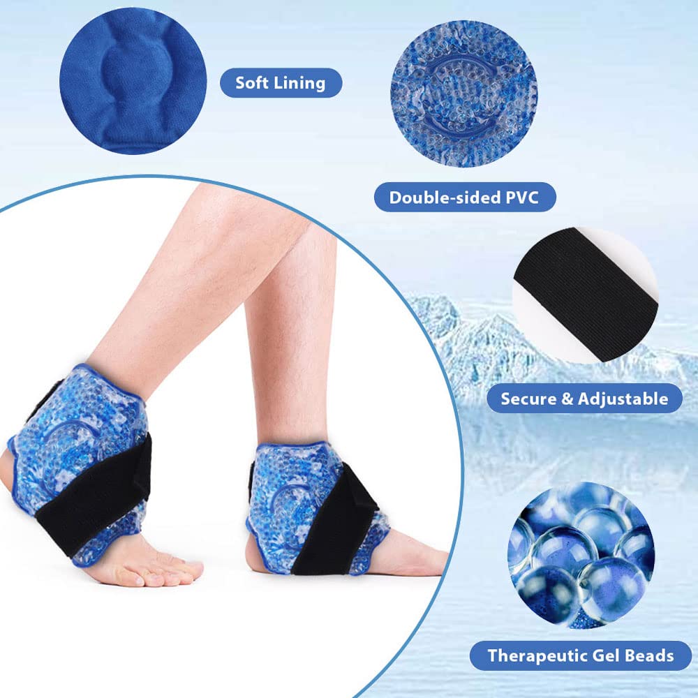 NEWGO Reusable Ice Pack for Ankle Injuries - Small Gel Ice Packs for Sprains, Swelling & Pain Relief - Perfect for Sports Injuries, Post-Surgery Recovery & First Aid Kits