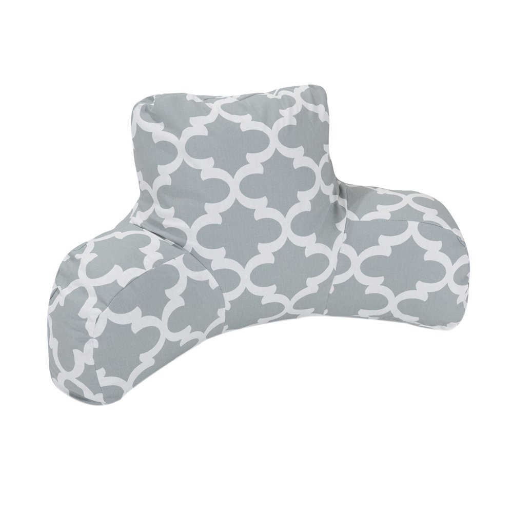 Majestic Home Goods Trellis Reading Pillow in Gray - Comfortable Backrest Support for Bed, Sofa & Floor Reading - Perfect Gift for Book Lovers
