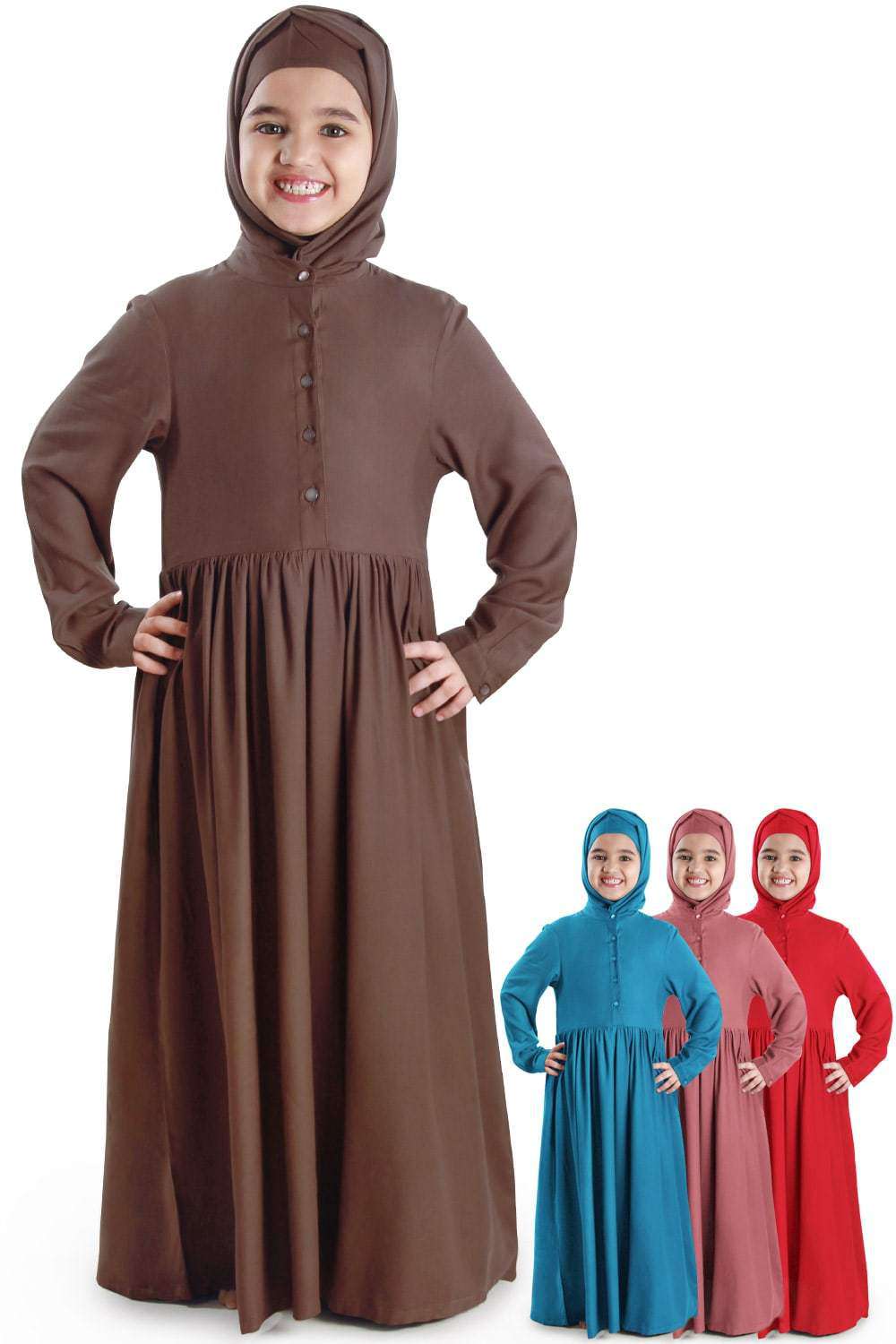 Rizqin Rayon Kids Abaya Dress - Islamic Prayer Outfit for Girls - Perfect for Eid, Mosque & Special Occasions