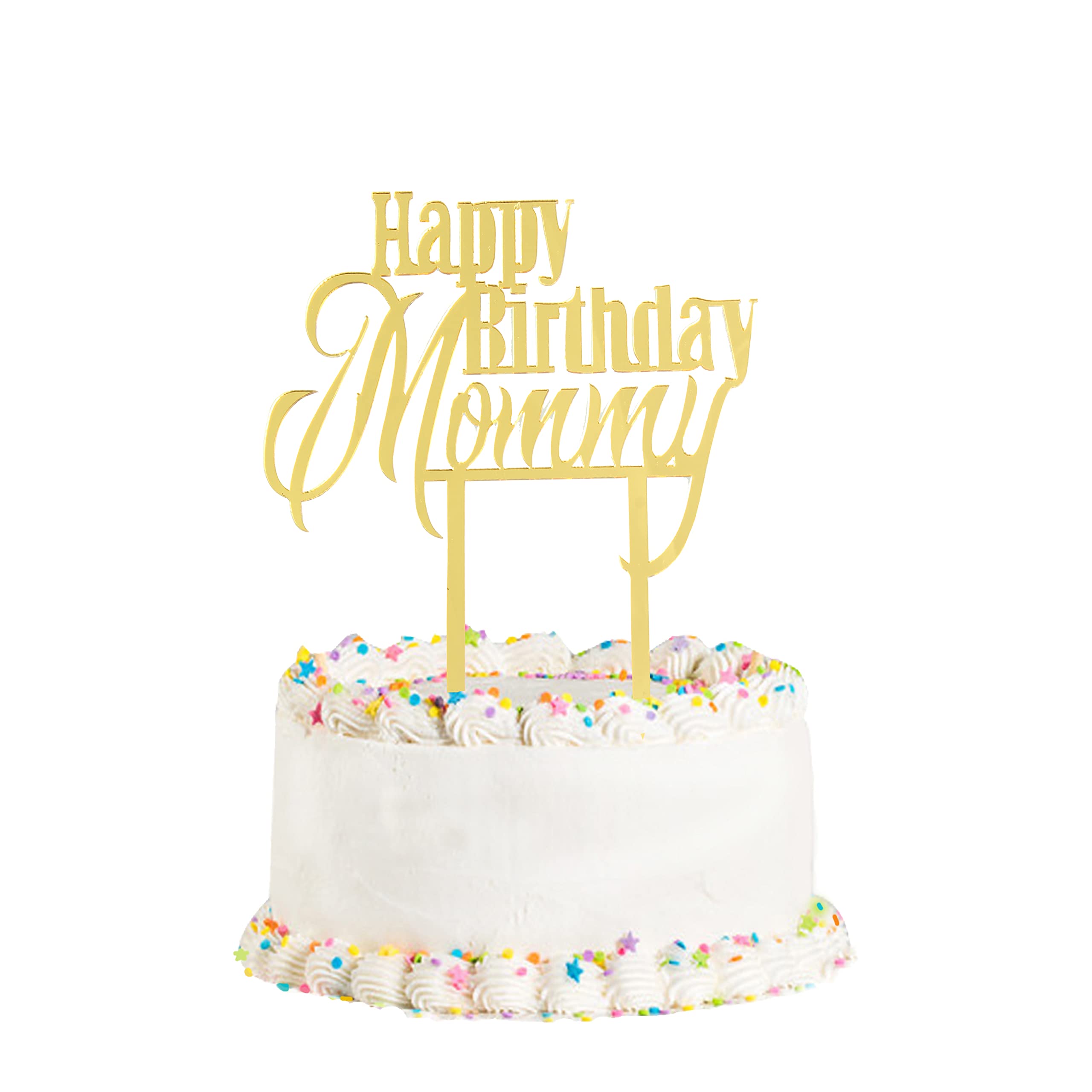 Best Mom Ever Acrylic Cake Topper - Happy Mother's Birthday Party Decoration in Gold - Perfect for Mother's Day, Birthday Cakes, Baby Showers & Wedding Celebrations