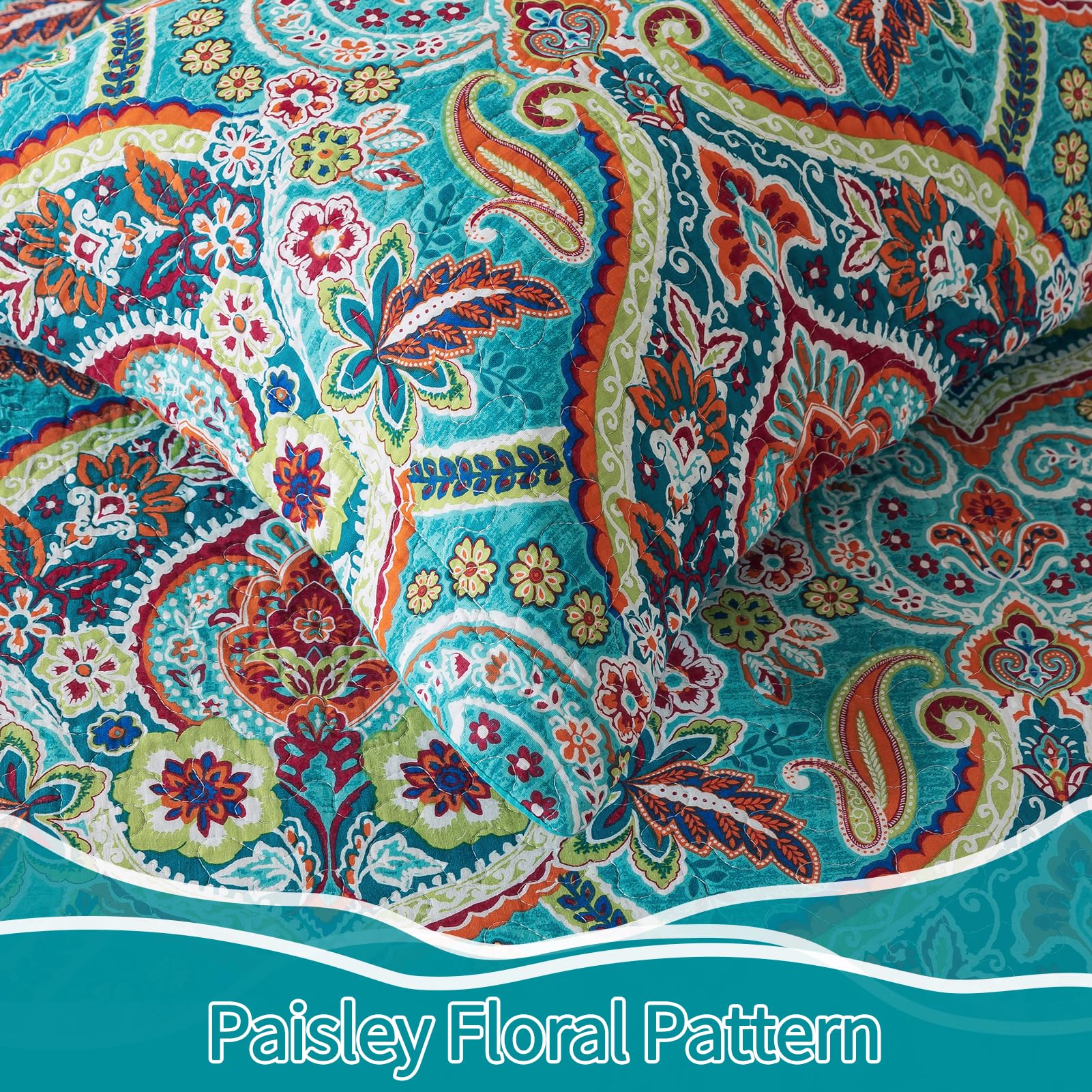 BEDIFANY Queen Size Quilt Set - Lightweight 100% Cotton Reversible Bedspread Coverlet (90x98 Inches) with Boho Design - 3-Piece Bedding Set for Comfortable Sleep - Perfect for Guest Rooms, Master Bedrooms & Cozy Home Decor