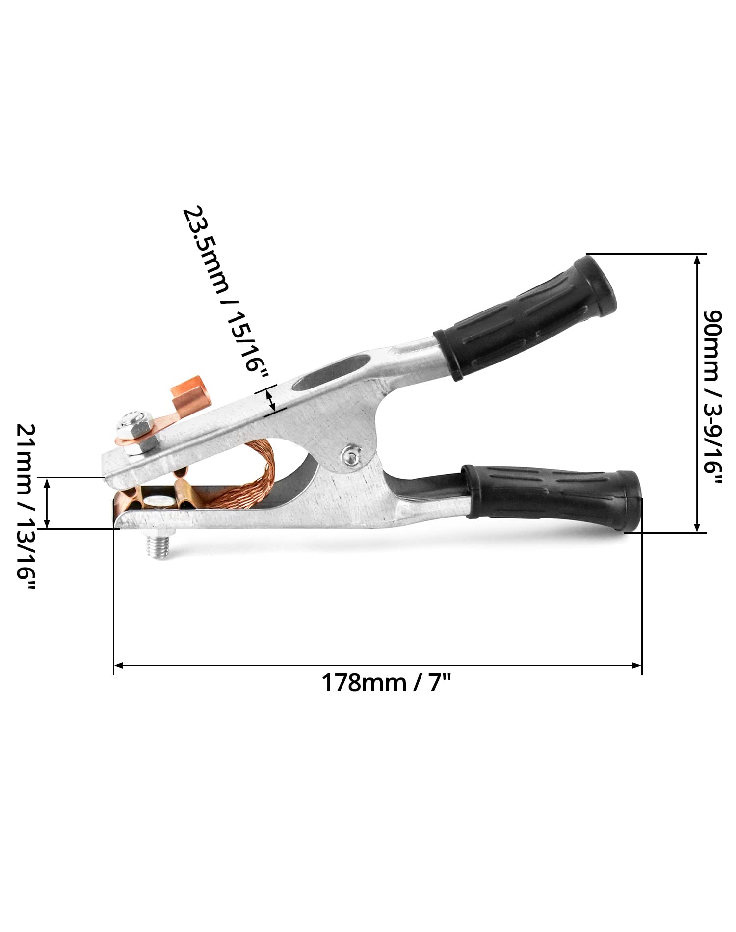 QWORK 500A Welding Ground Clamp 2 Pack - Electroplated Copper Earth Clip for Manual Arc Welders (US Standard) - Perfect for Metal Fabrication, Auto Repair & DIY Welding Projects