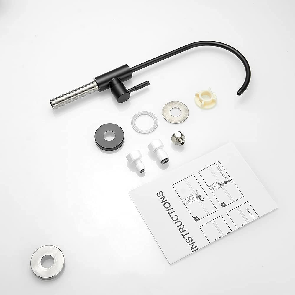 OWOFAN Matte Black Kitchen Sink Faucet with Pull Down Sprayer and RO Water Filter Faucet Bundle - Modern Brushed Nickel Finish for Home Kitchen Remodeling, Dishwashing & Cooking