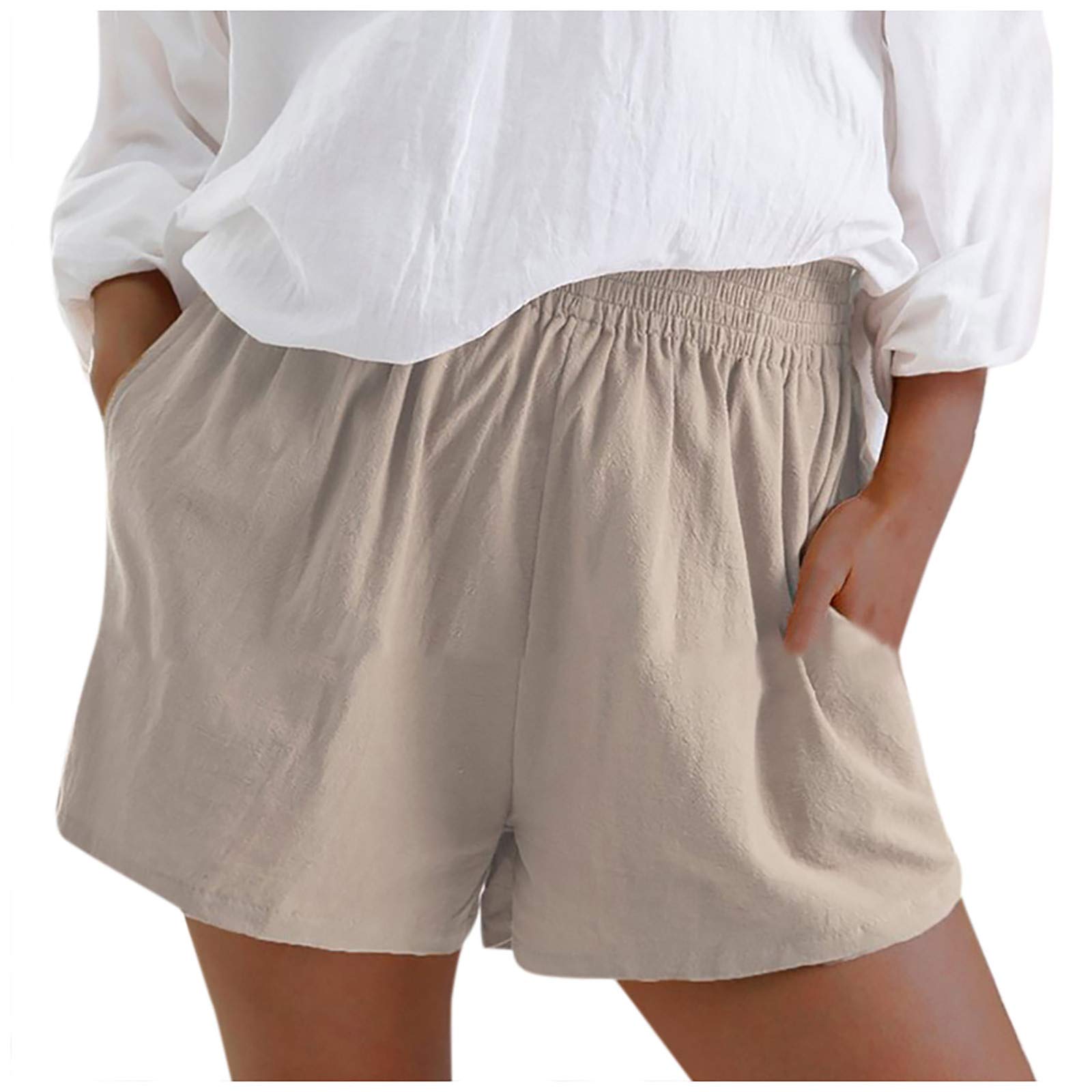Plus Size Women's Stretch Bermuda Shorts with Pockets - Quick Dry Jogging Shorts for Vacation, Travel & Outdoor Activities
