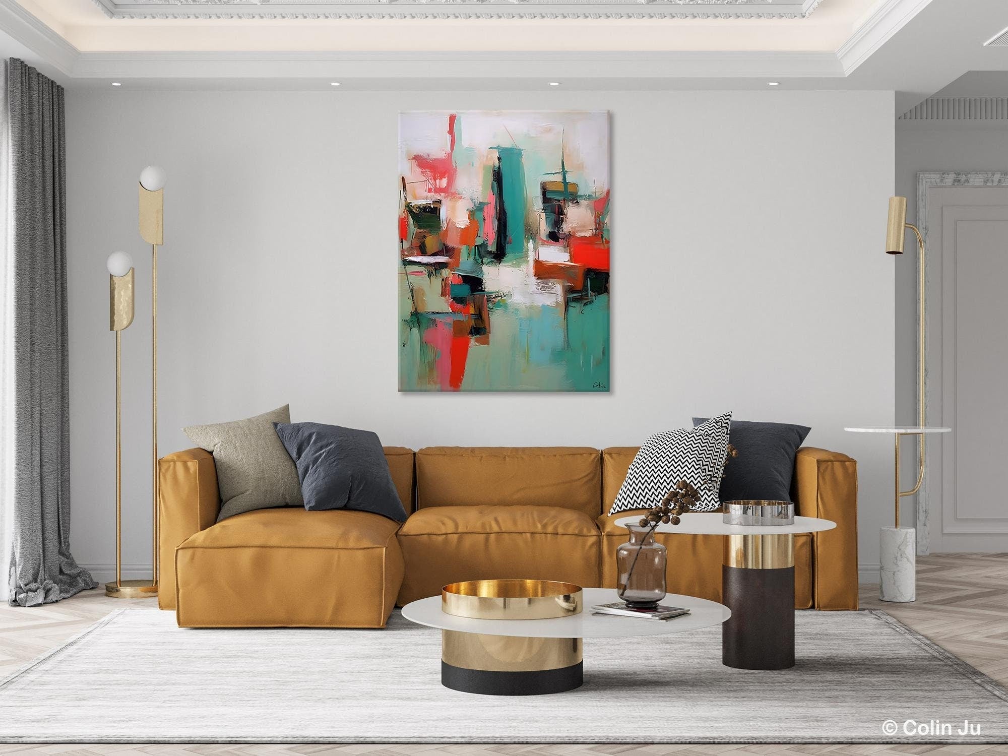 Extra Large Contemporary Acrylic Canvas Painting - Original Abstract Impasto Artwork for Wall Decor | Modern Home & Office Decoration
