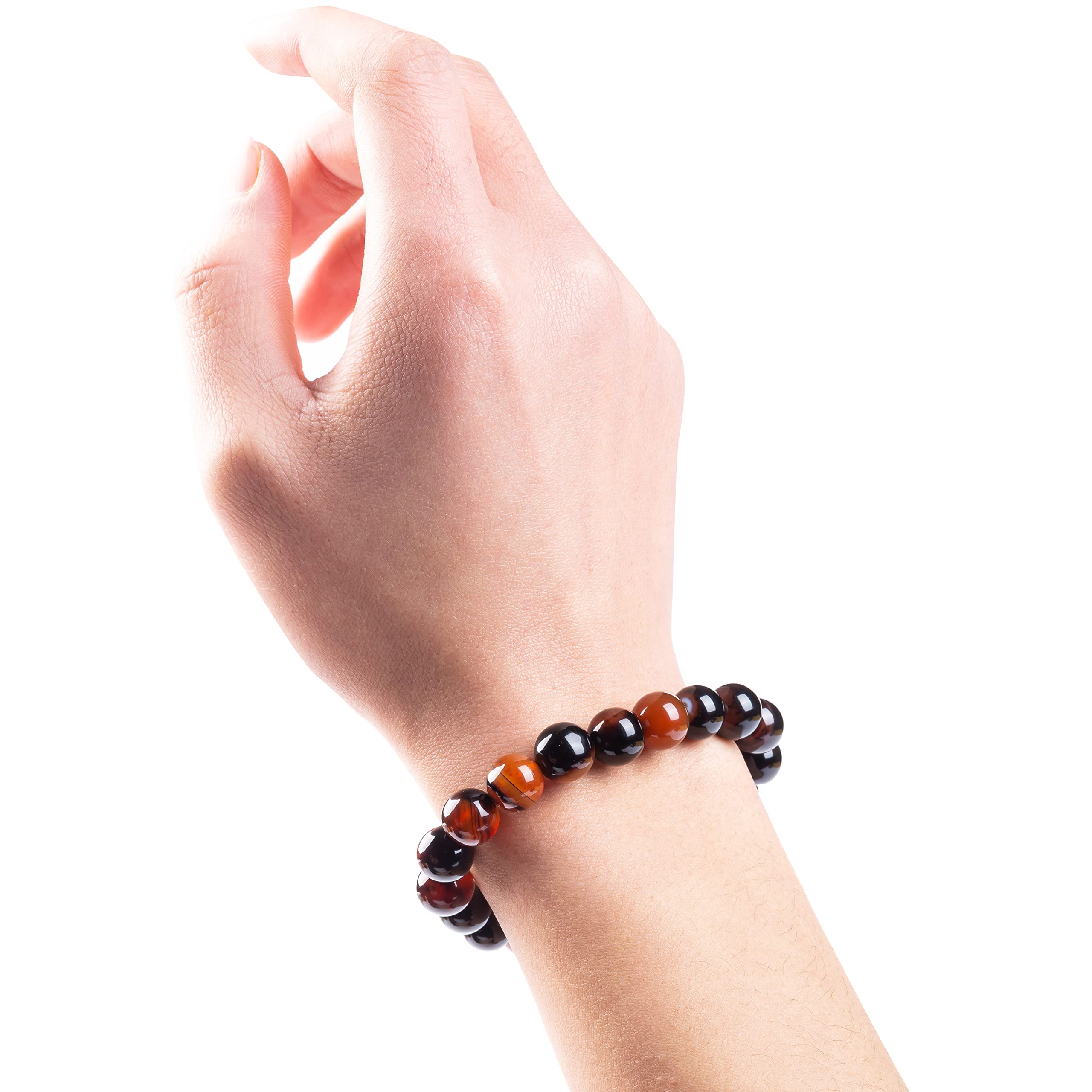 Natural Stretch Gemstone Crystal Bead Bracelet - Healing Tiger Eye Stone Beaded Bracelet for Women & Men | Unisex Spiritual Jewelry Gift for Meditation, Yoga & Positive Energy