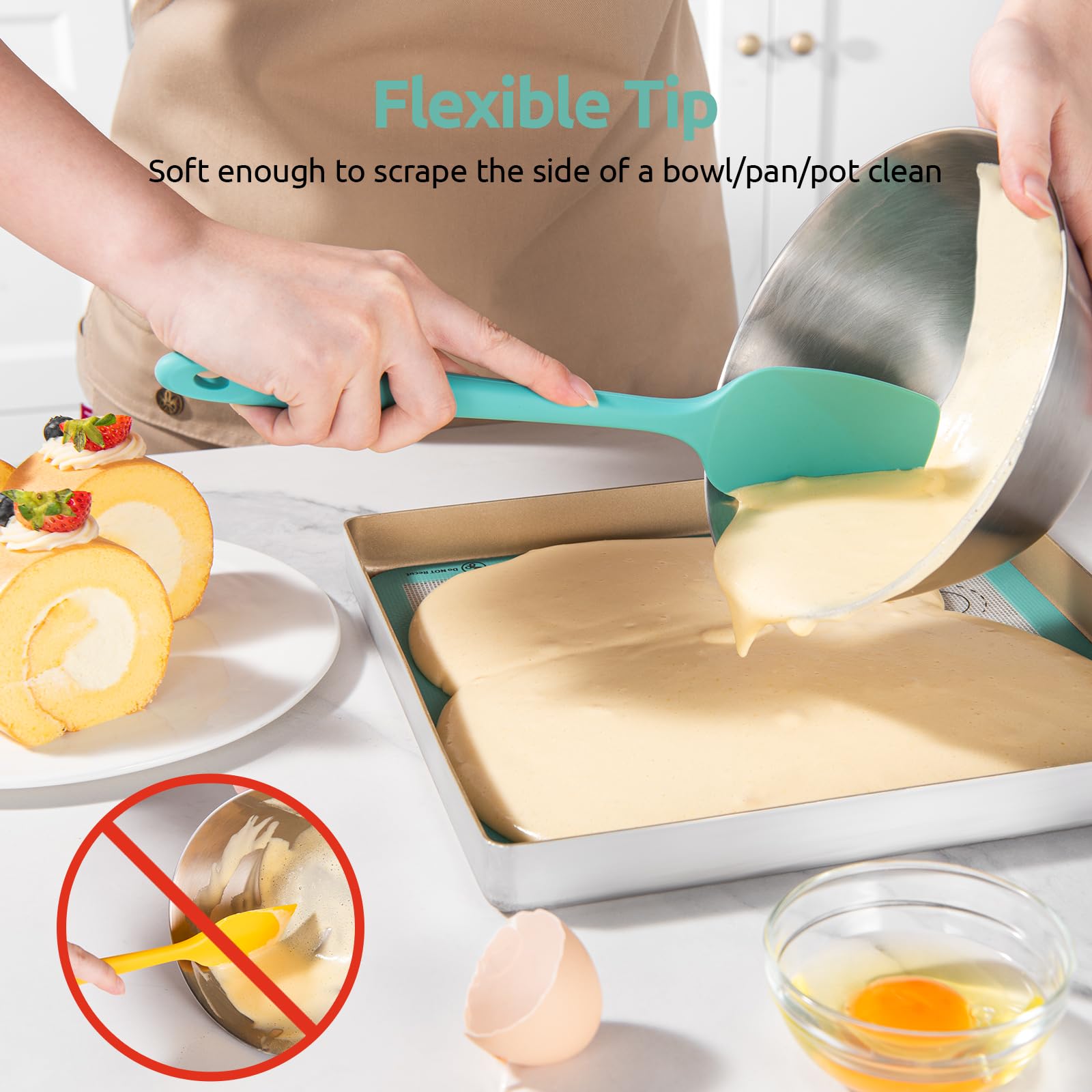 High Heat Resistant 600°F Silicone Spatula Set of 3 & 13