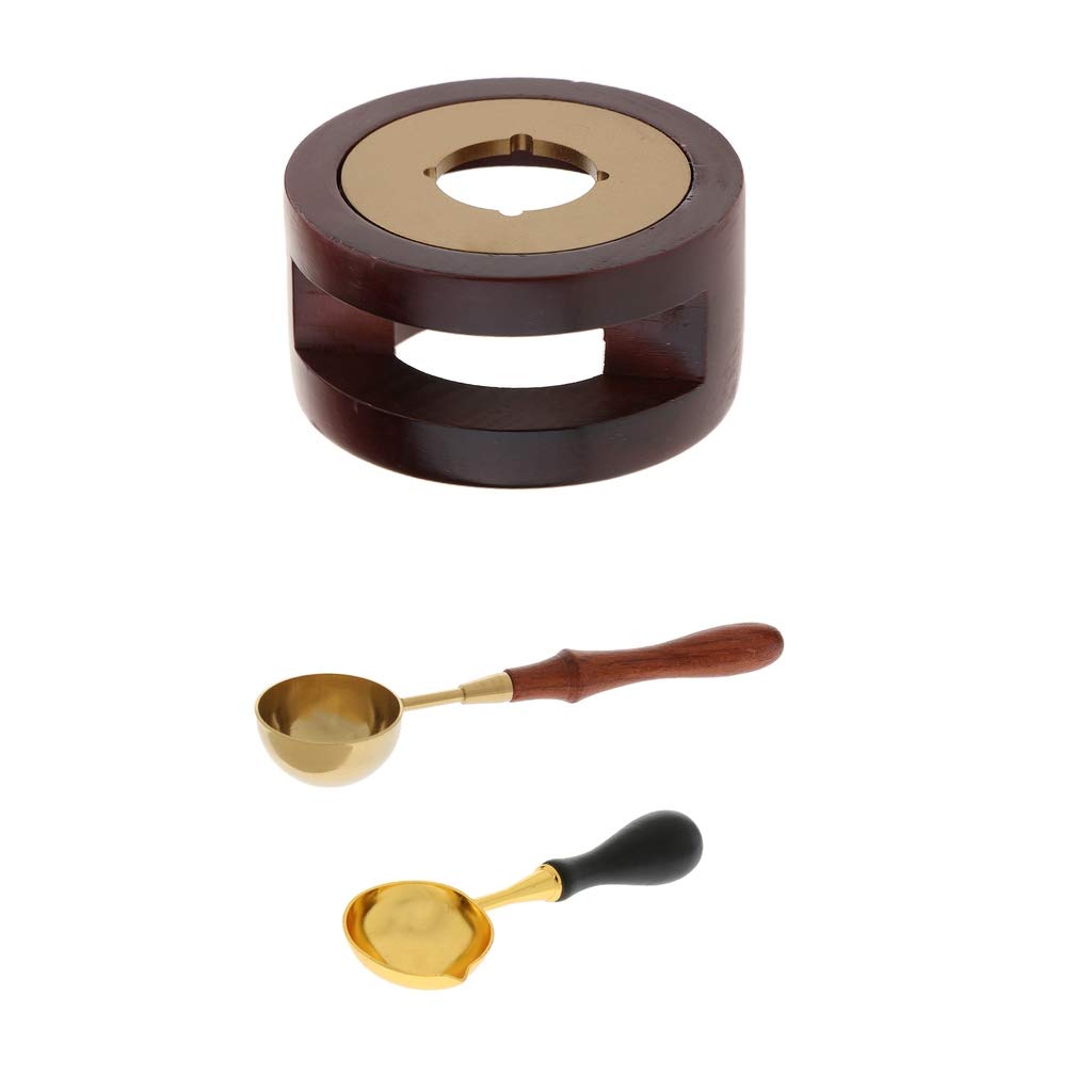Freneci 3-Piece Wax Melting Kit - Wooden & Copper Melting Spoon, Furnace Heater & Seal Wax Sticks for DIY Candles, Jewelry Making & Home Crafts