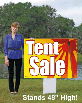 Giant XL Double Sided Yard Sign for Tent Sale - Weatherproof Corrugated Plastic Sign - Perfect for Garage Sales, Real Estate Open Houses & Outdoor Events (Stakes Not Included)