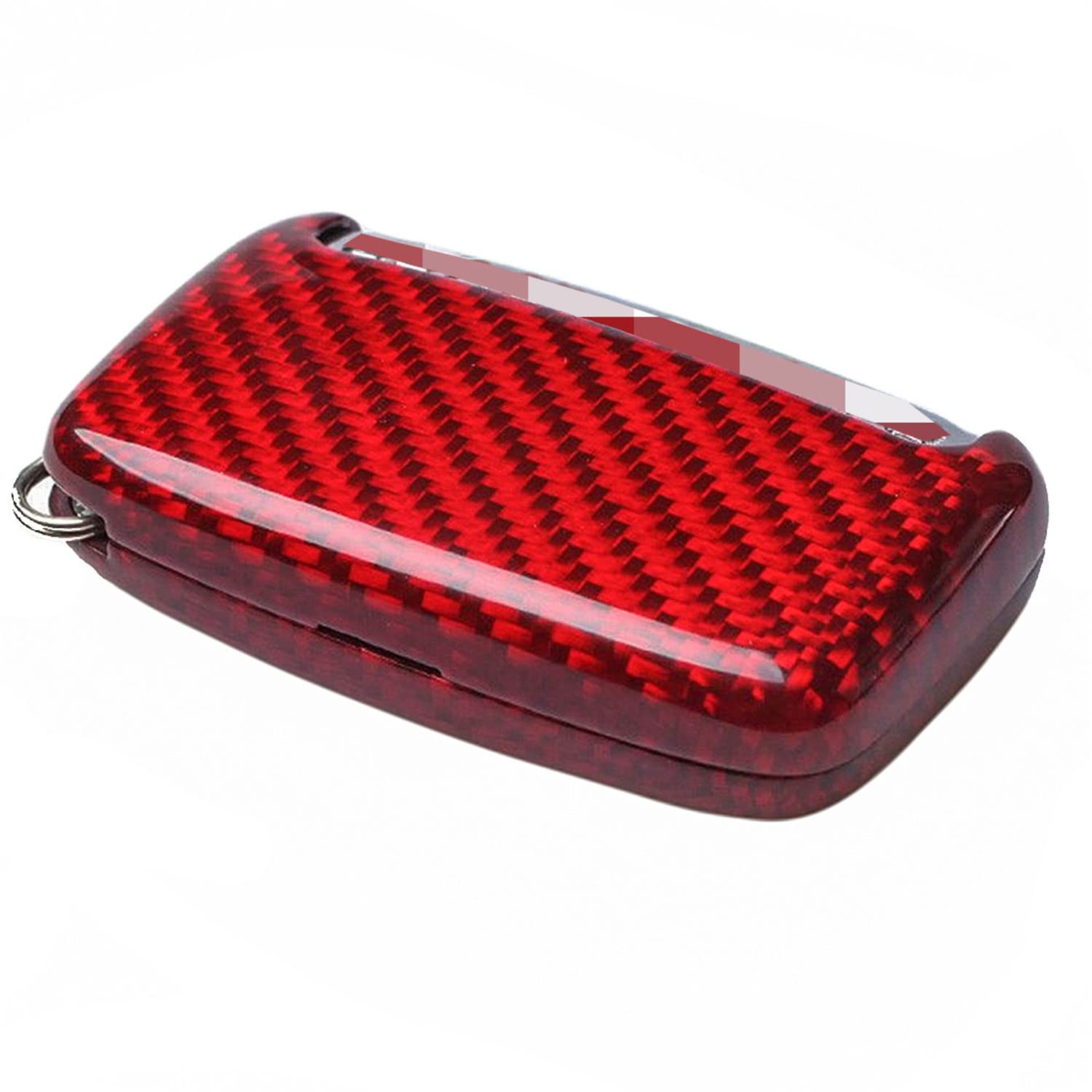 Premium Carbon Fiber Key Fob Cover for Land Rover Discovery 4/Sport/Freelander 2/Range Rover Evoque/Sport/Velar - Lightweight Glossy Protective Case (Red) | Durable Car Remote Key Protector for Everyday Use & Travel