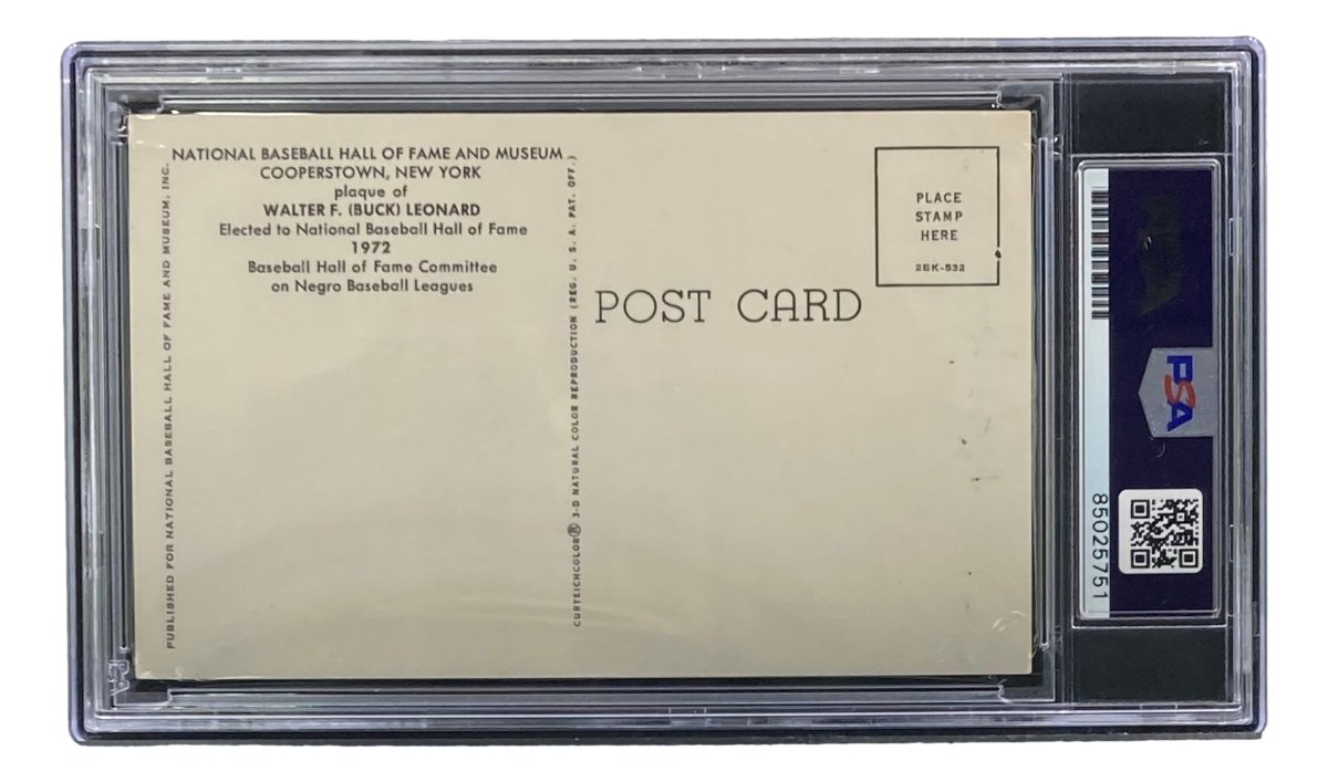 Buck Leonard Autographed 4x6 Homestead Grays HOF Plaque Card - PSA/DNA Certified 85025751 - Perfect for Baseball Memorabilia Collections and Sports Fan Gifts