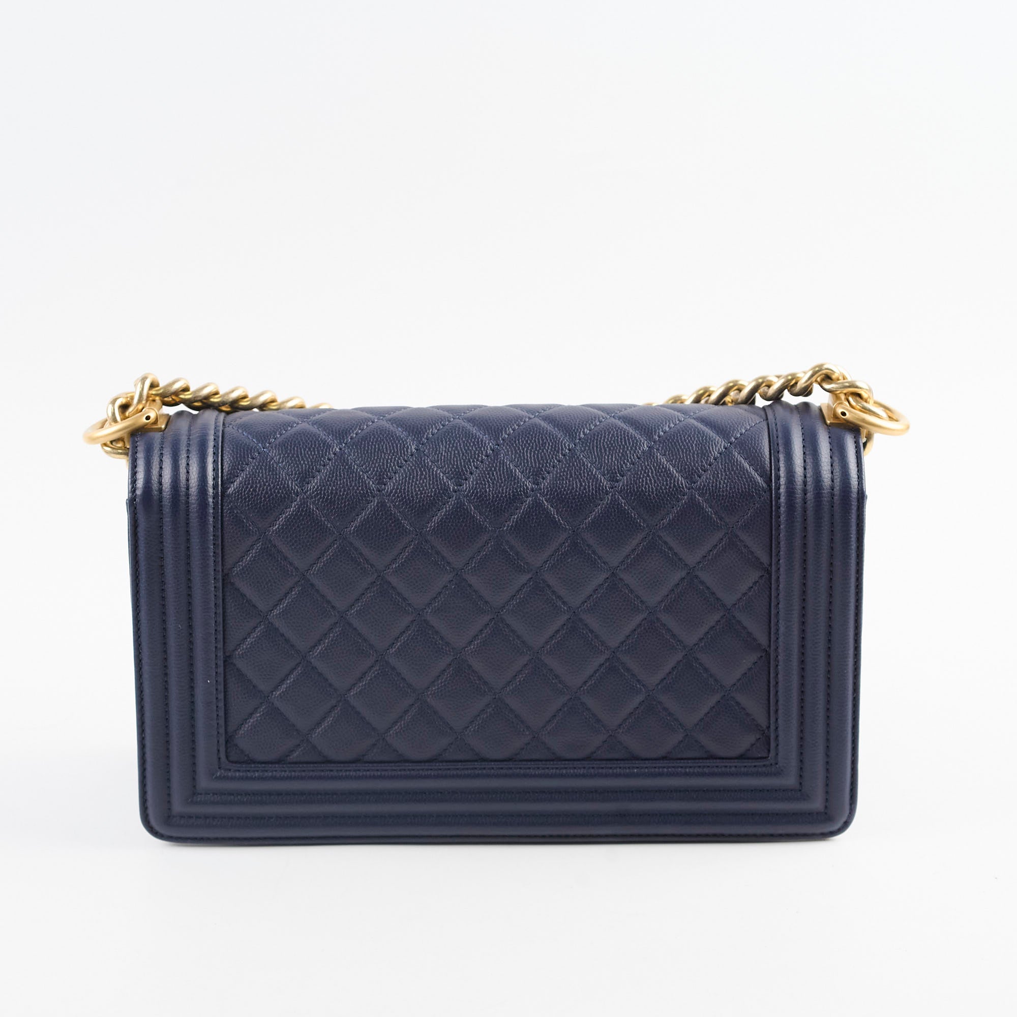 Chanel Boy Old Medium Flap Bag in Navy Caviar Leather - Perfect for Evening Events & Luxury Fashion Accessories