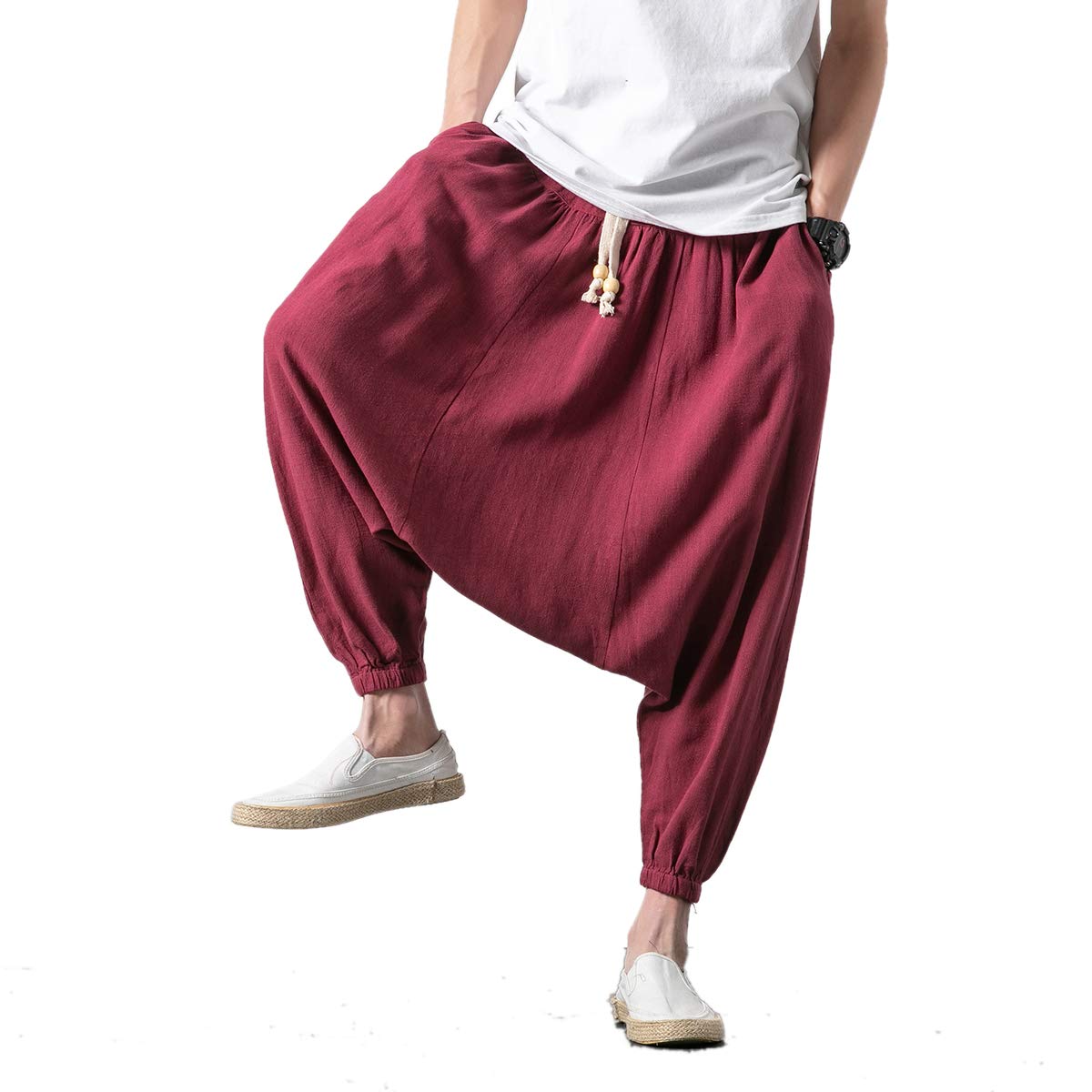 Seidarise Men's Harem Pants - Drop Crotch Lounge Pants, Plus Size Genie Joggers & Balloon Yoga Pants for Men | Comfortable Loungewear for Home, Meditation & Streetwear Fashion