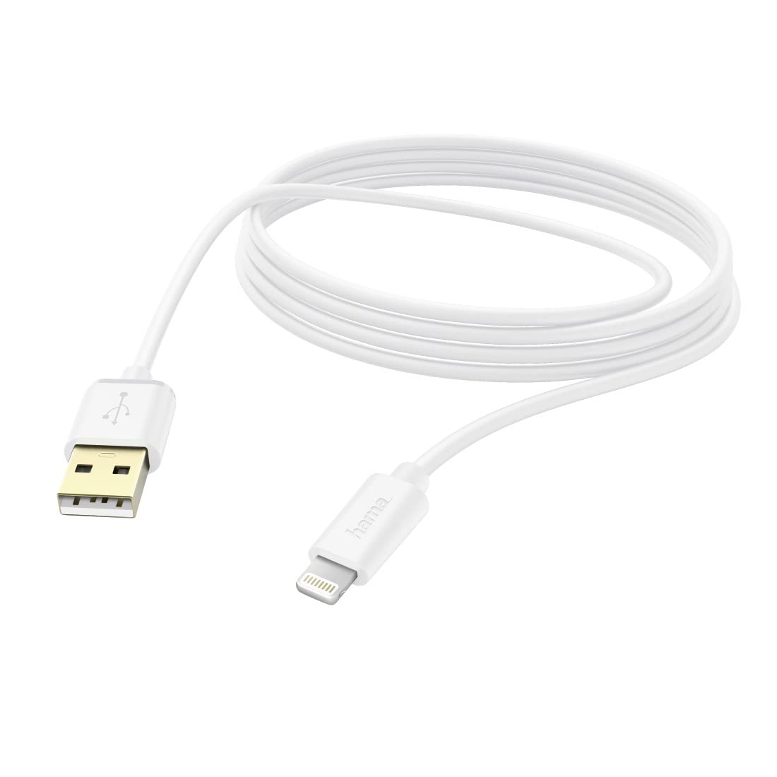 Premium Hama Lightning Charging & Data Cable - 3m/10ft Fast Charging Sync Cord for iPhone, iPad - Durable White USB Cable for Home, Office & Travel