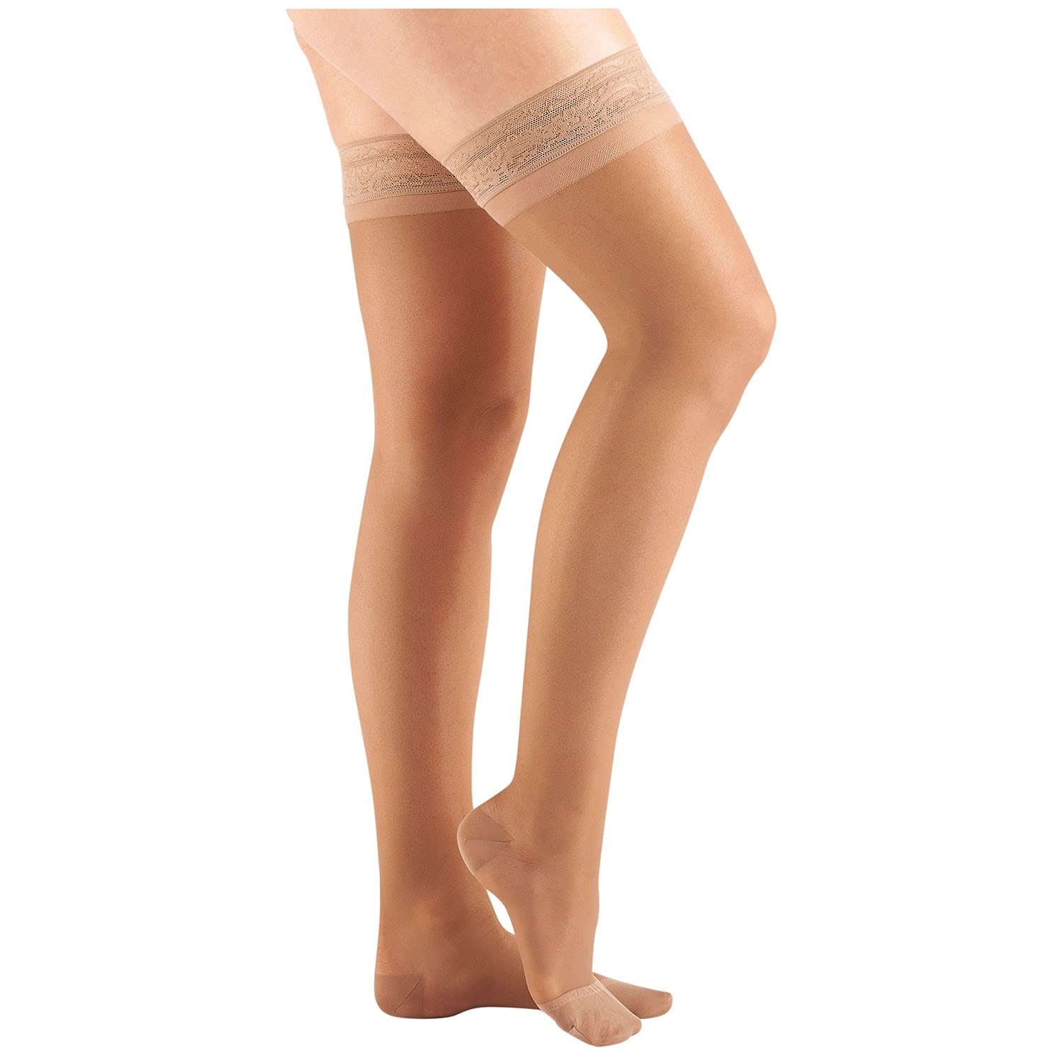 Women's Moderate Support Compression Thigh High Stockings - Taupe - Medium | Perfect for Varicose Vein Relief, Travel & Nursing Professionals