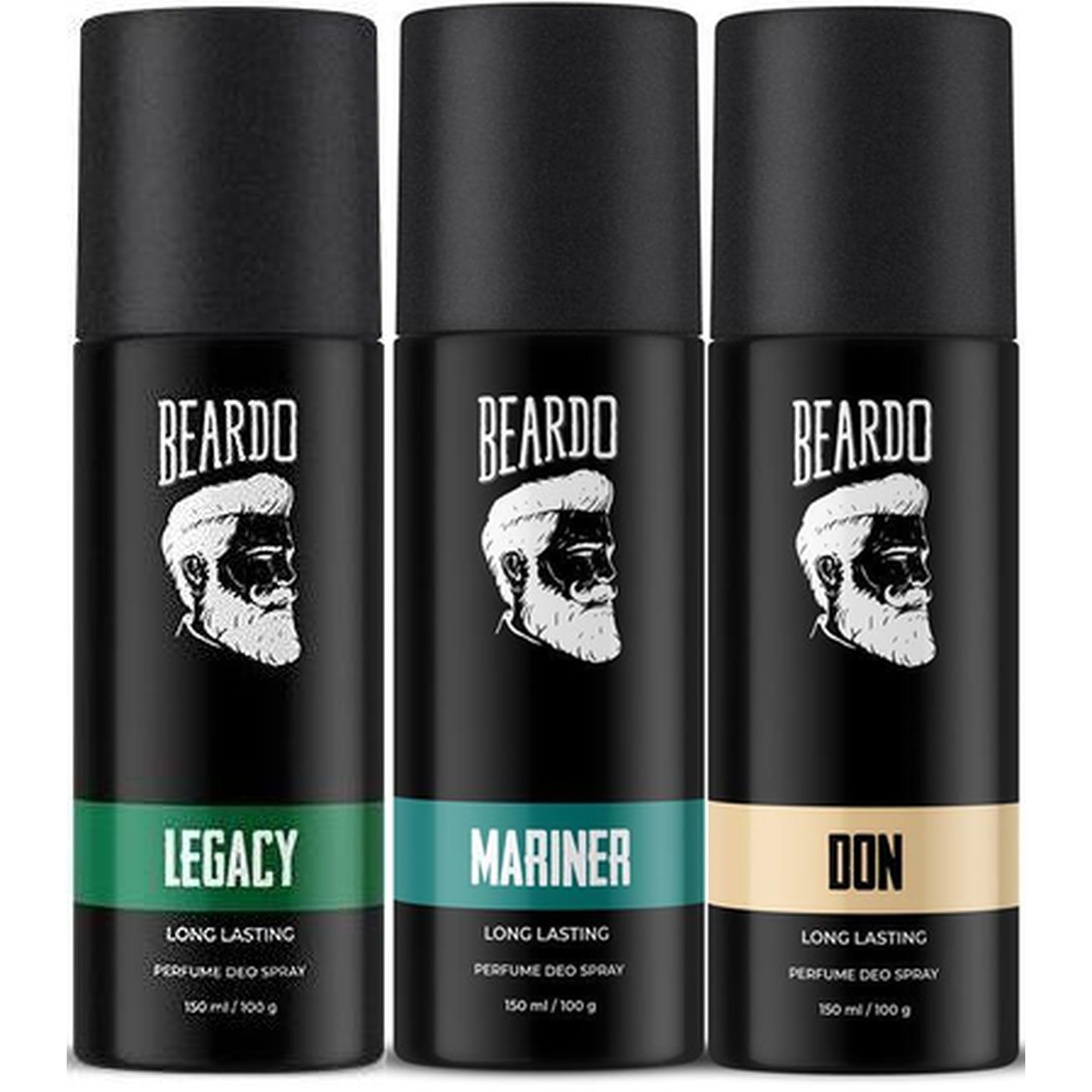 Beardo Mariner, Don & Legacy Perfume Body Spray Set for Men - 3 x 150ml Long Lasting Deodorant with Fresh Aqua Scent | Day Cologne, Masculine Fragrance | Perfect Gift for Brother & Friends | Gym, Office & Night Out Use