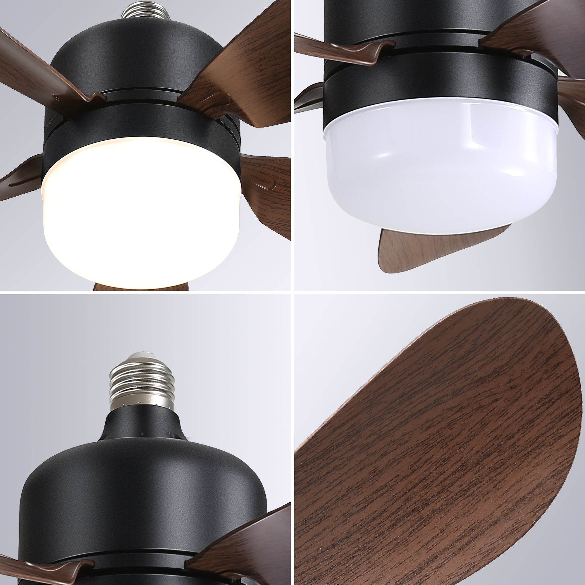 16 Inch Ceiling Fan with Remote Control, 3 Color Lighting Options, E26 Screw Base - Perfect for Bedroom, Living Room and Home Office Cooling & Lighting