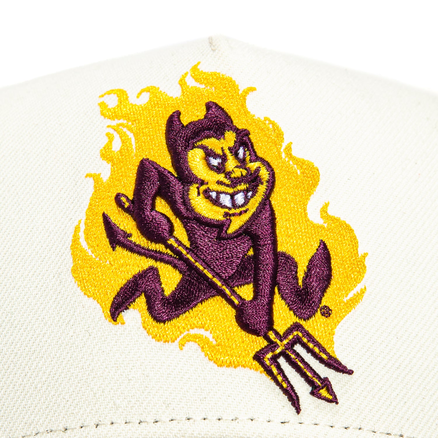 New Era 9Forty A-Frame Arizona State Sun Devils Sparky Flame Adjustable Baseball Cap - White & Maroon for College Sports Fans, Game Day Outfits, and Casual Streetwear