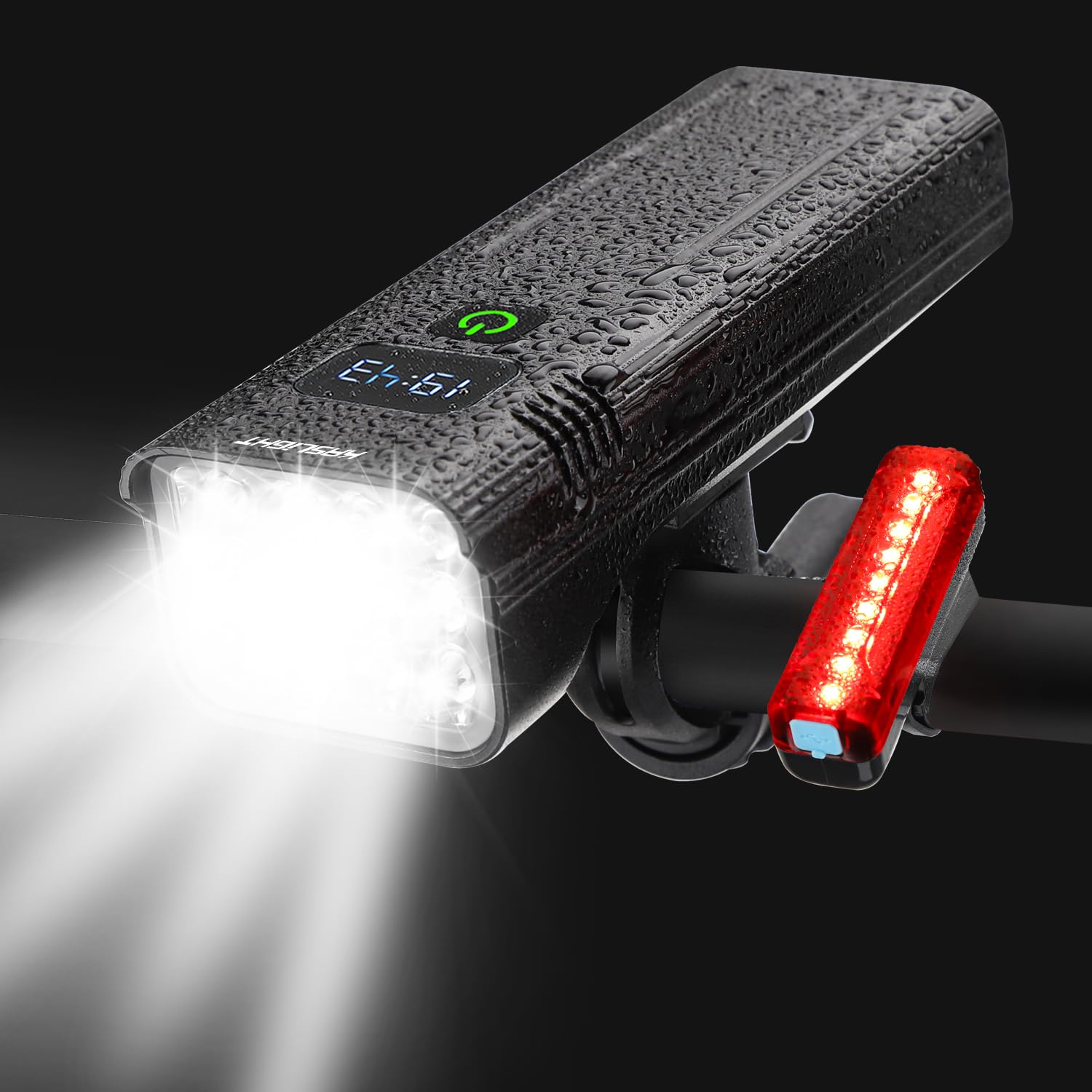 10000 Lumen Rechargeable LED Bike Light Set - Ultra Bright Front & Rear Bicycle Lights with High/Low Beam for Night Riding | Includes Free Taillight for Cycling Safety
