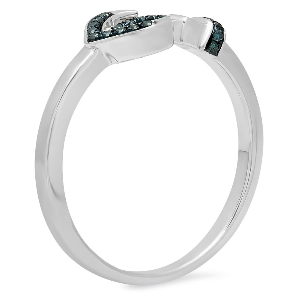 Dazzlingrock Collection 0.10 Carat (ctw) Round Blue Diamond Vintage Arrow Ring for Women - Sterling Silver Bridal & Right Hand Ring - Perfect for Engagement, Wedding, Anniversary & Special Occasions