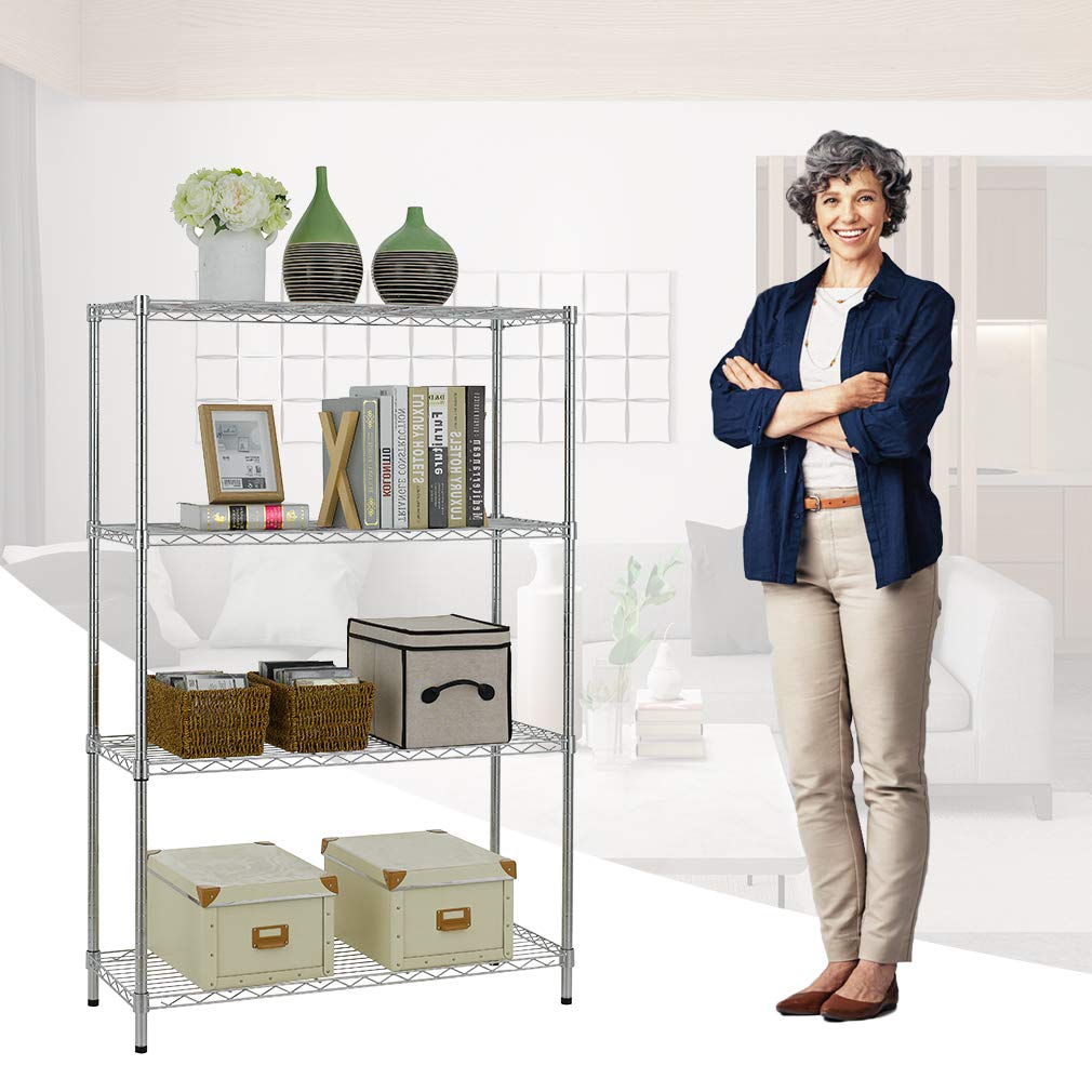 Best Heavy Duty NSF Metal Shelving Unit - 36x14x54 Chrome Commercial Grade Steel Storage Shelves, Adjustable Height Utility Rack for Office, Warehouse & Retail Organization