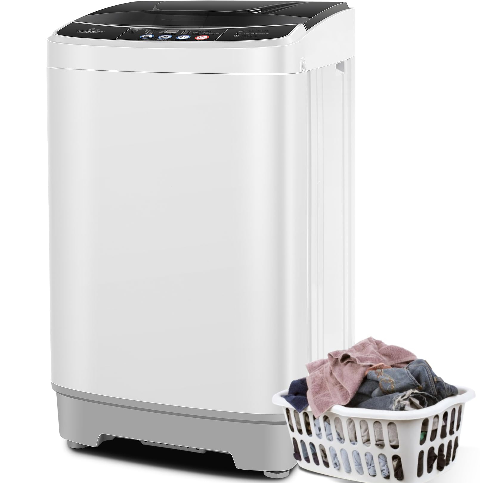 Nictemaw 20Lbs Portable Washing Machine with Drain Pump - 2.8 Cu.ft Compact Washer, 10 Wash Programs & 8 Water Levels - Perfect for Apartments, Dorms, RVs, Camping & Small Spaces - Easy Laundry Solution for Travel & Tiny Homes