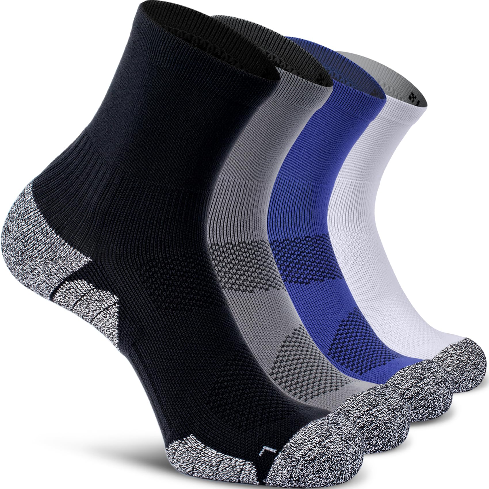 CWVLC Compression Athletic Quarter Socks for Men & Women - Breathable Cushioned Support Socks for Running, Hiking & Sports Activities