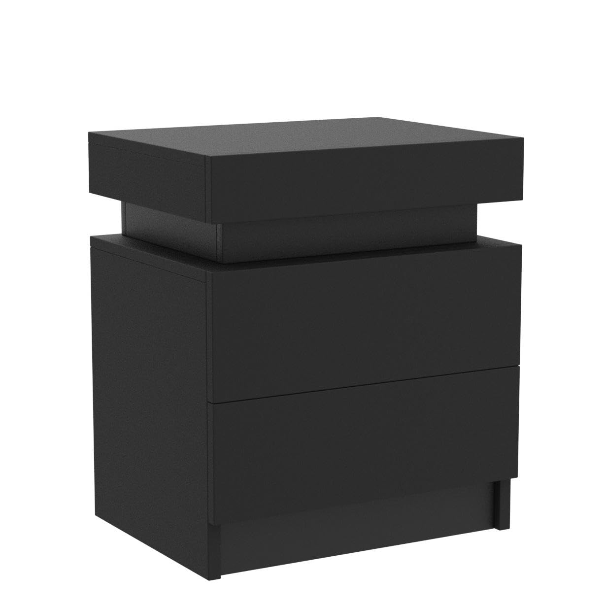Modern LED Nightstand with 2 Drawers - Smart Bedside Table for Bedroom - Night Light & Storage Solution