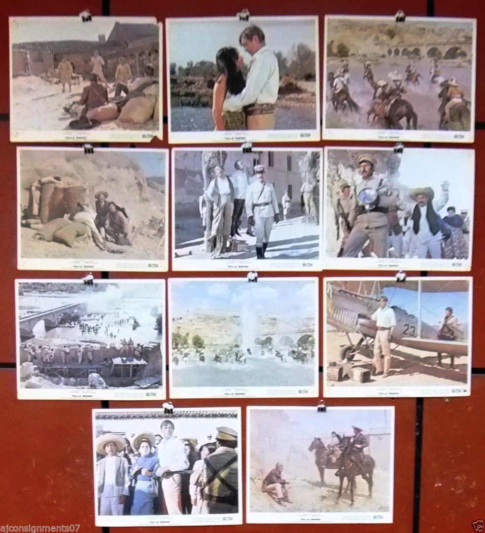 Original 1960s VILLA RIDES Movie Lobby Cards Set of 11 (10x8) Featuring Yul Brynner - Vintage Western Film Memorabilia for Collectors & Home Theater Decor