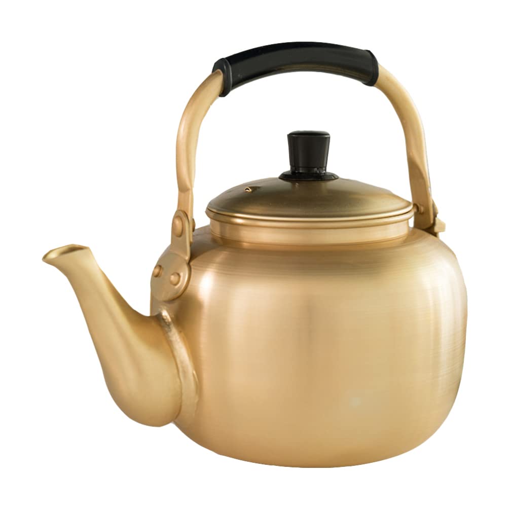 Vintage 4L Floral Aluminum Tea Kettle - Stovetop Chocolate Boiling Pot for Korean Makgeolli Wine, Chinese Kung Fu Tea & Soup | Perfect for Home Brewing, Traditional Tea Ceremonies & Kitchen Decor