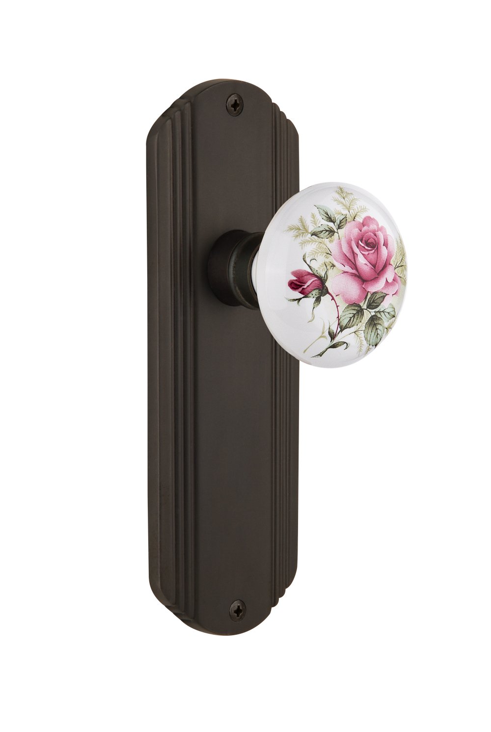 Vintage Style Deco Plate with White Rose Porcelain Knob - 2.75