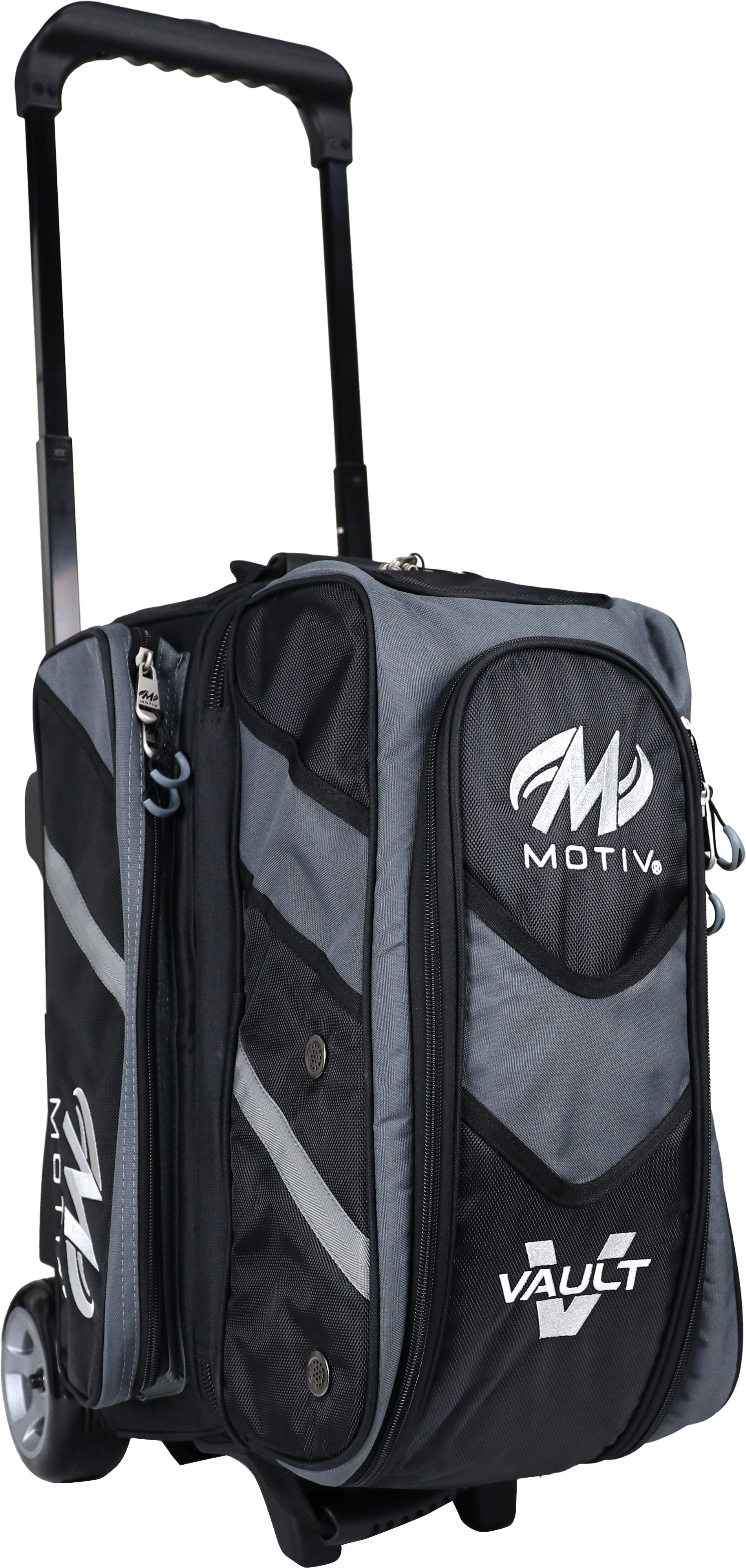 Motiv Vault 2 Ball Double Roller Covert Black Bowling Bag - Premium Bowling Accessory for League & Tournament Players
