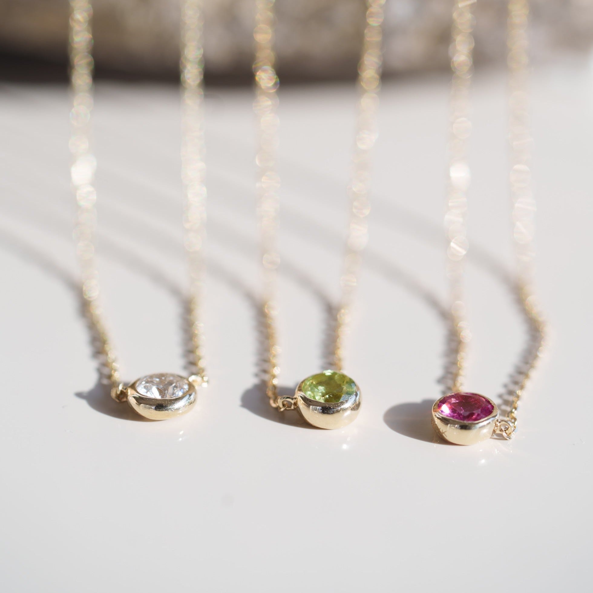 14k Solid Yellow Gold Ruby Station Necklace - Elegant Bezel Set Gemstone Jewelry for Women, Perfect for Gifts, Anniversaries, and Special Occasions